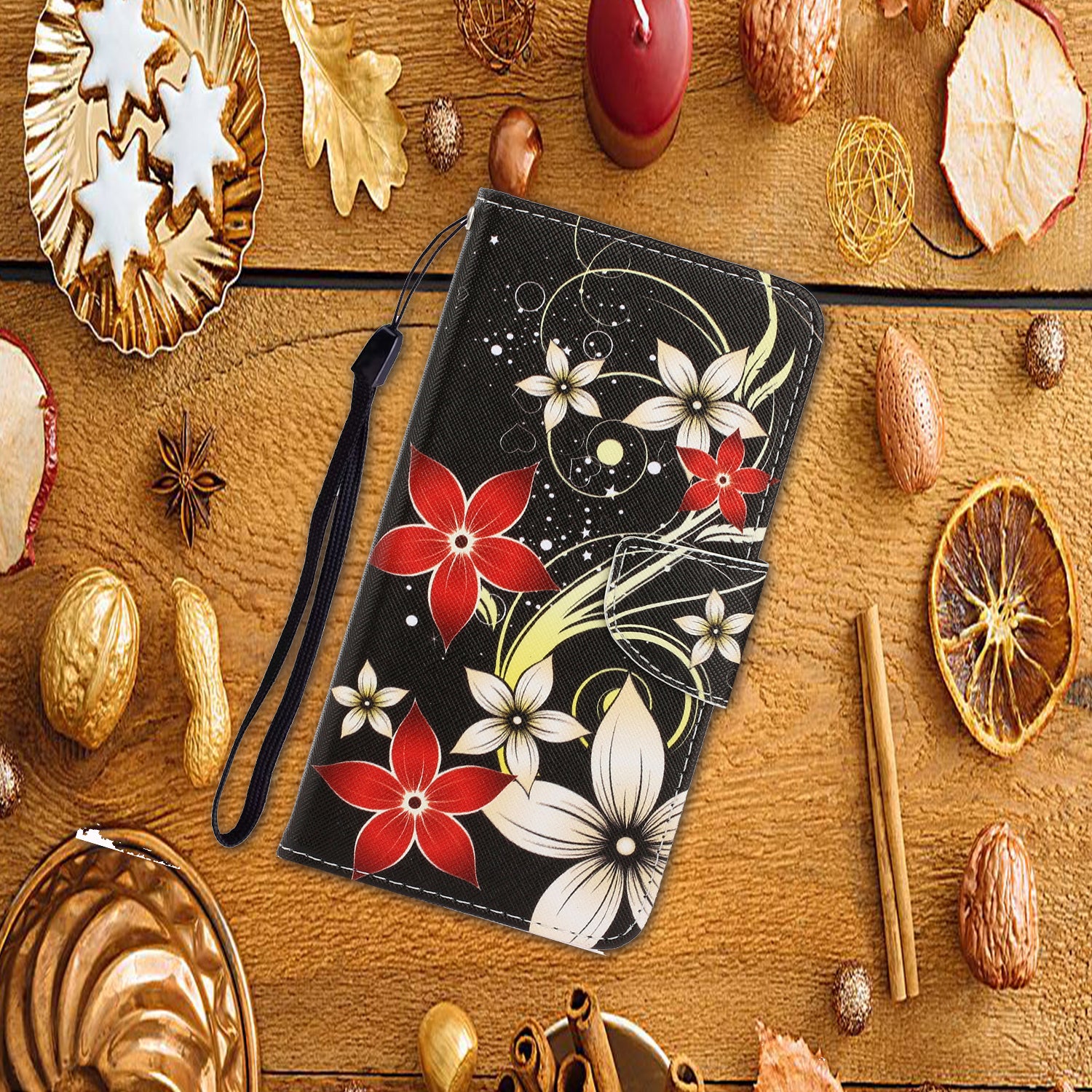 For Samsung Galaxy S20 FE/Fan Edition/S20 FE 5G/Fan Edition 5G/S20 Lite/S20 FE 2022 Pattern Printing Flip Leather Wallet Protective Case - Flowers