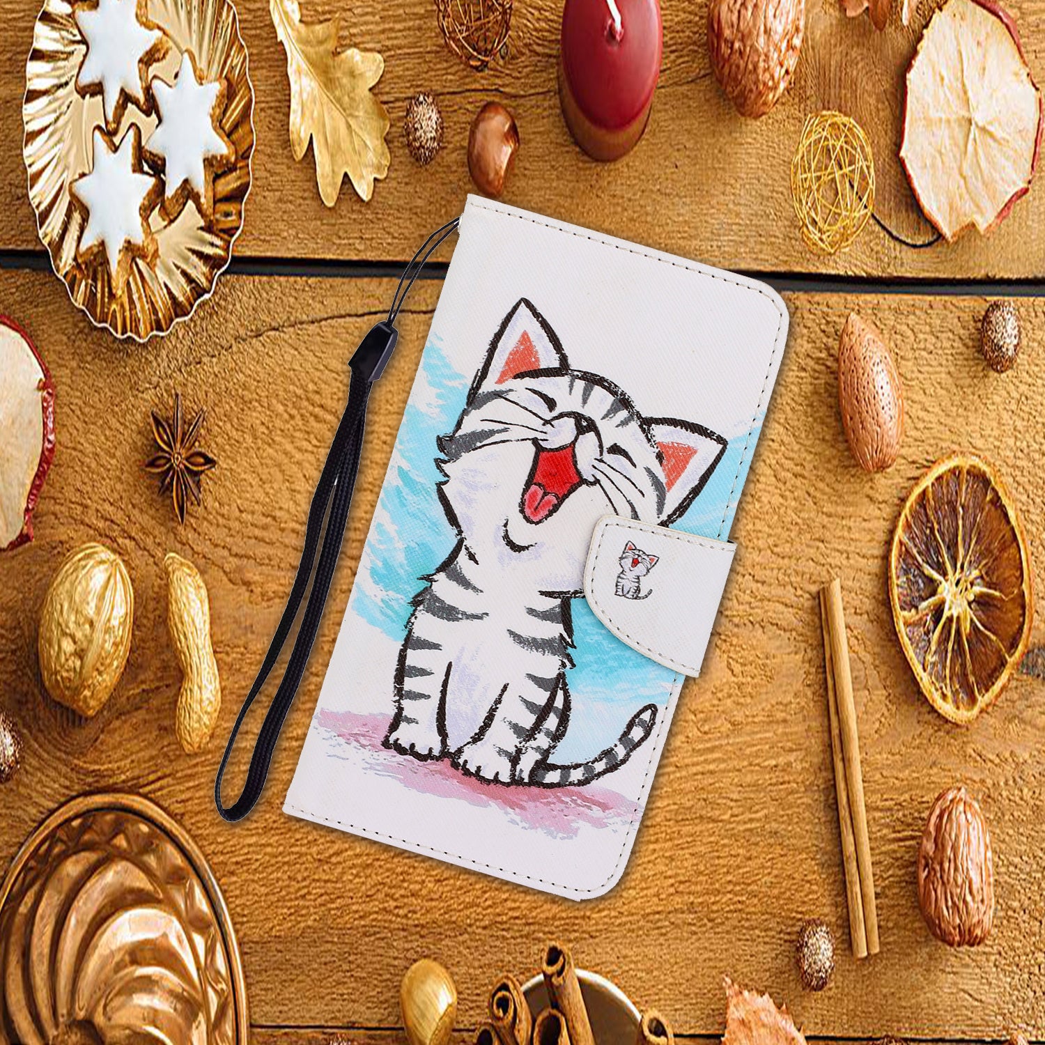 For Samsung Galaxy S20 FE/Fan Edition/S20 FE 5G/Fan Edition 5G/S20 Lite/S20 FE 2022 Pattern Printing Flip Leather Wallet Protective Case - Cute Cat