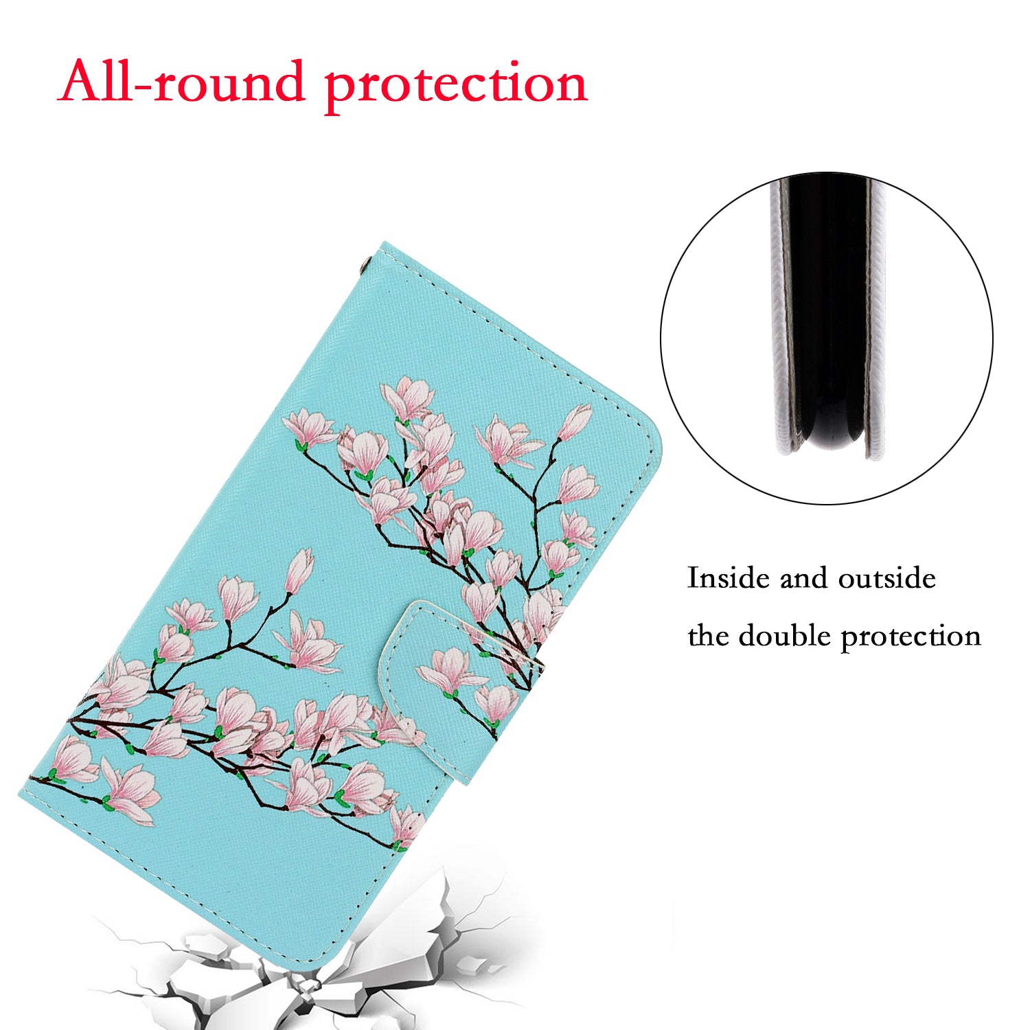 For Samsung Galaxy S20 FE/Fan Edition/S20 FE 5G/Fan Edition 5G/S20 Lite/S20 FE 2022 Pattern Printing Flip Leather Wallet Protective Case - Flower Branches