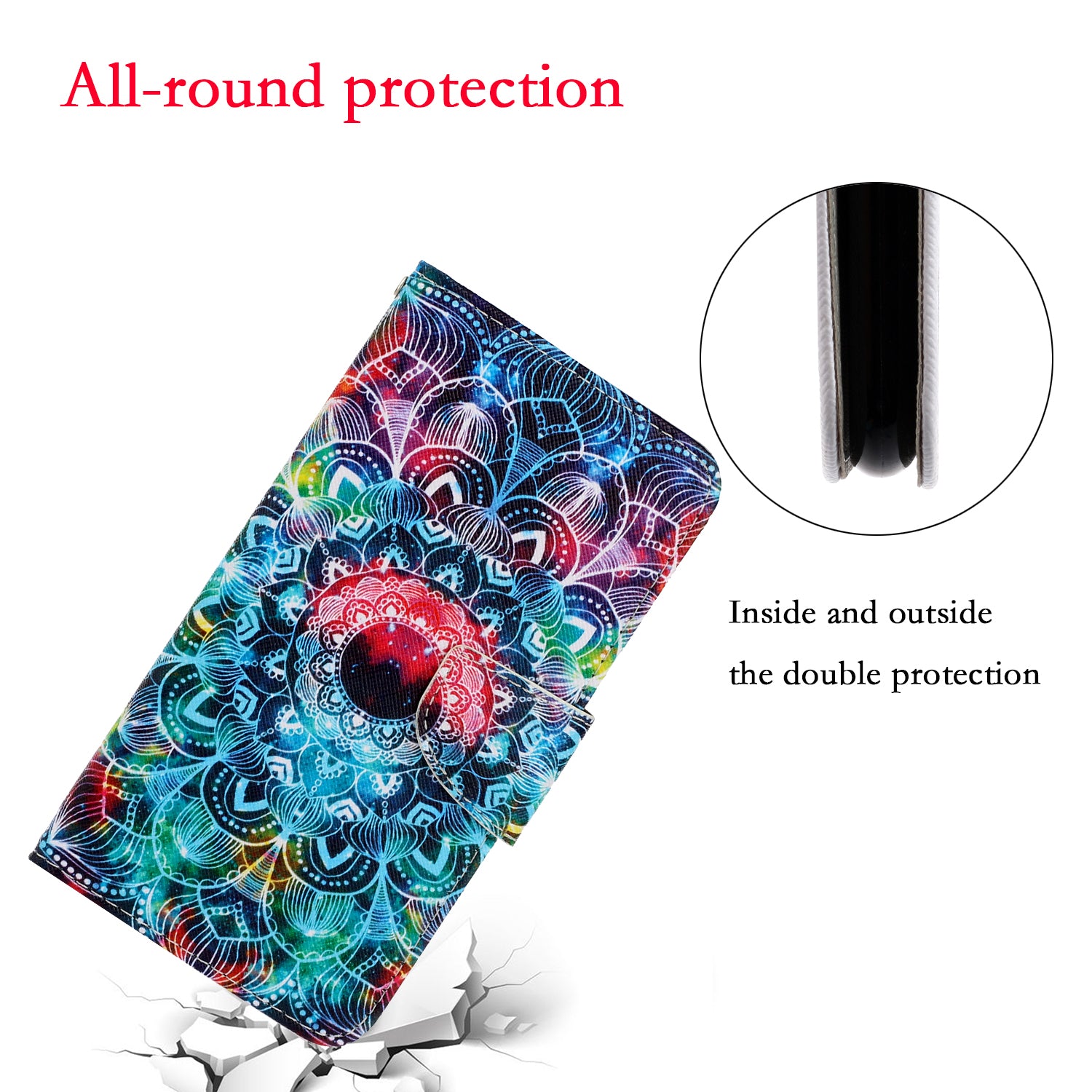 For Samsung Galaxy S20 FE/Fan Edition/S20 FE 5G/Fan Edition 5G/S20 Lite/S20 FE 2022 Pattern Printing Flip Leather Wallet Protective Case - Mandala Flower