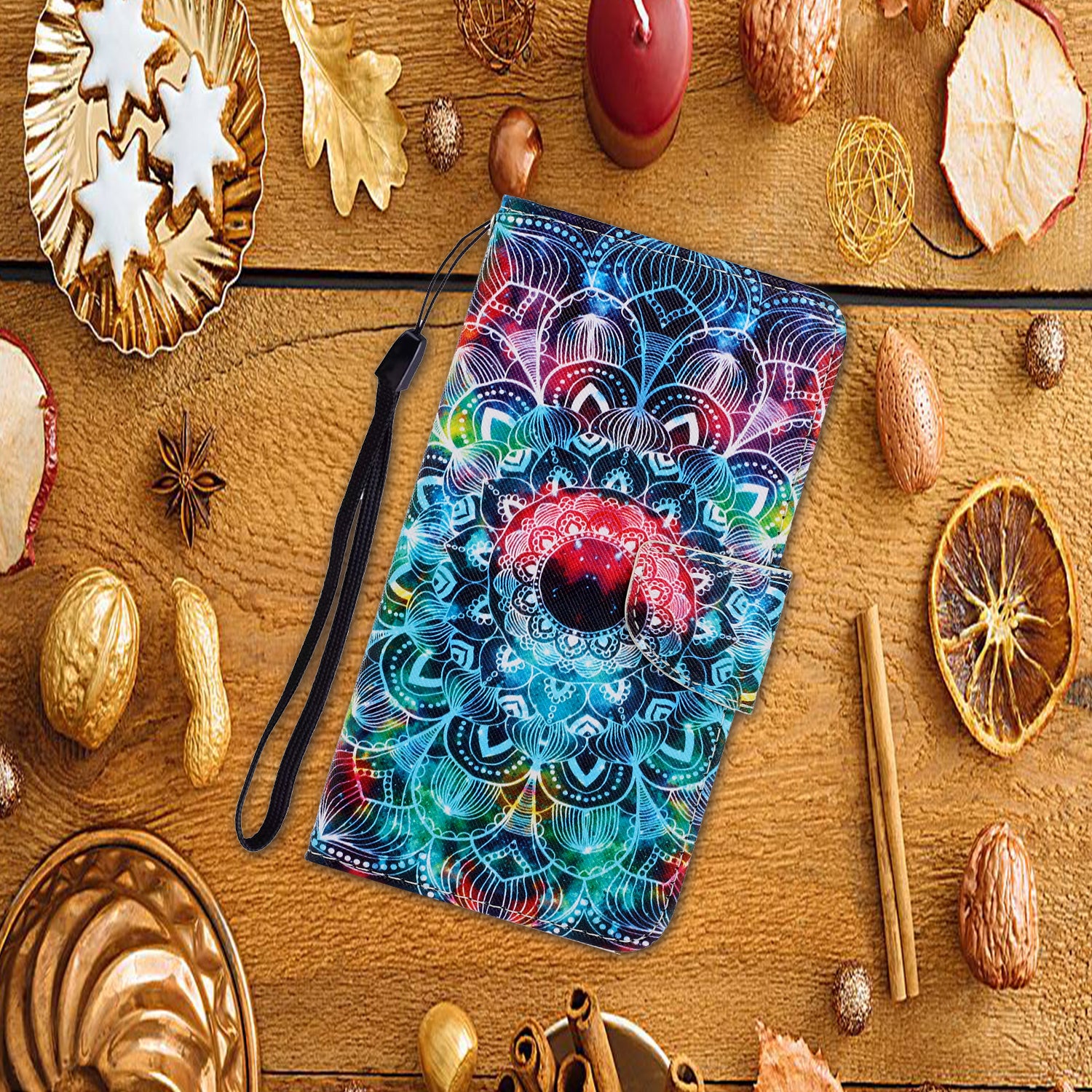 For Samsung Galaxy S20 FE/Fan Edition/S20 FE 5G/Fan Edition 5G/S20 Lite/S20 FE 2022 Pattern Printing Flip Leather Wallet Protective Case - Mandala Flower