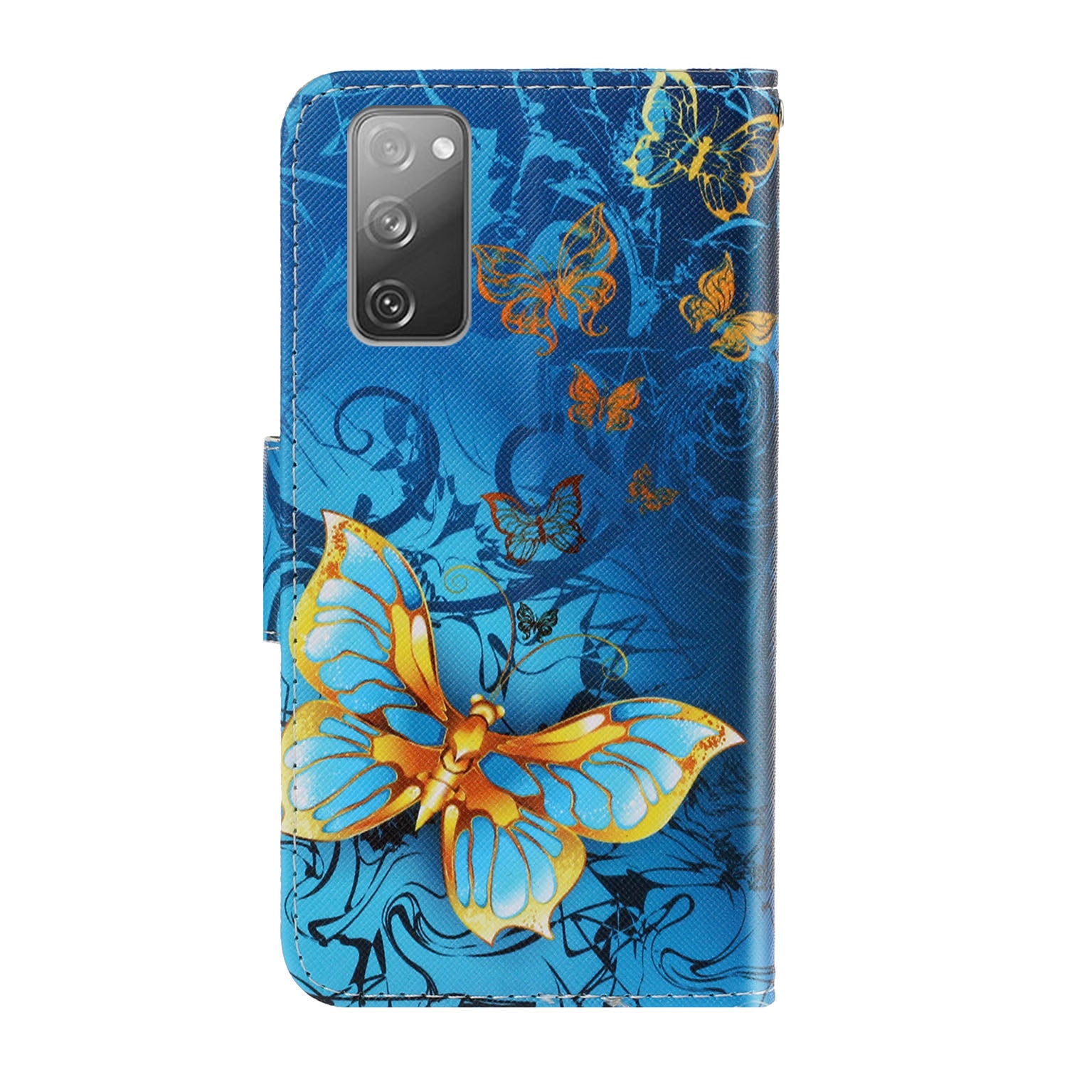 For Samsung Galaxy S20 FE/Fan Edition/S20 FE 5G/Fan Edition 5G/S20 Lite/S20 FE 2022 Pattern Printing Flip Leather Wallet Protective Case - Metal Butterfly