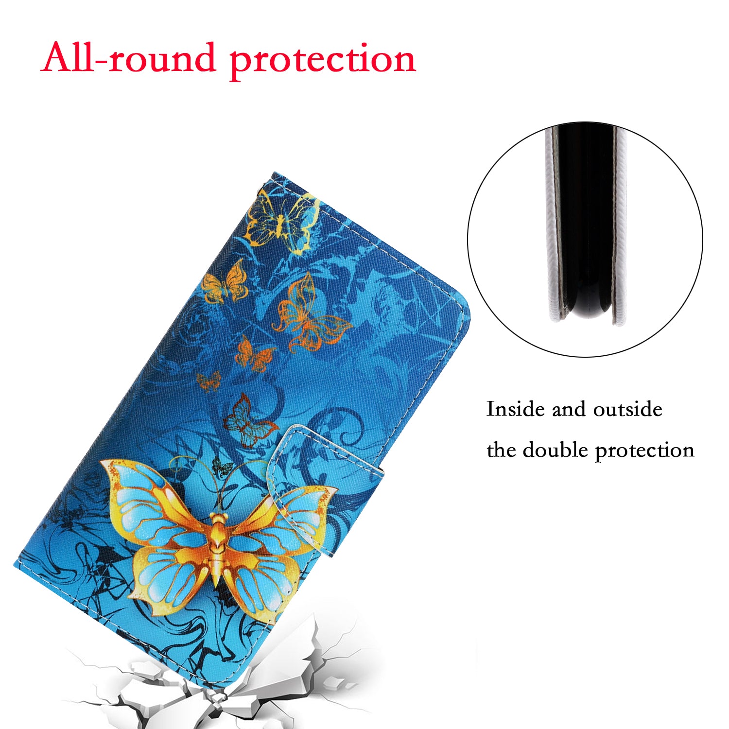 For Samsung Galaxy S20 FE/Fan Edition/S20 FE 5G/Fan Edition 5G/S20 Lite/S20 FE 2022 Pattern Printing Flip Leather Wallet Protective Case - Metal Butterfly