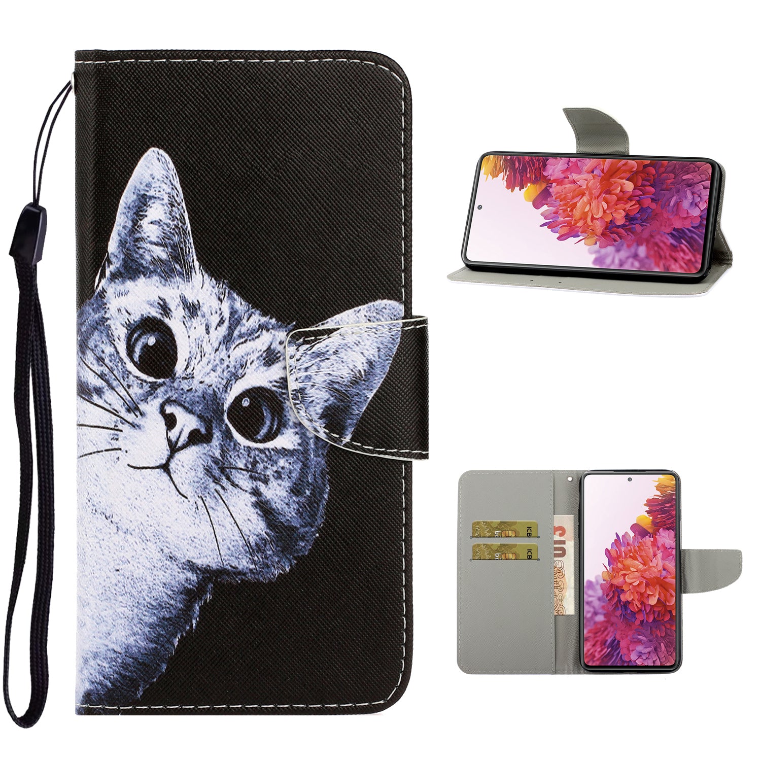 For Samsung Galaxy S20 FE/Fan Edition/S20 FE 5G/Fan Edition 5G/S20 Lite/S20 FE 2022 Pattern Printing Flip Leather Wallet Protective Case - Cat