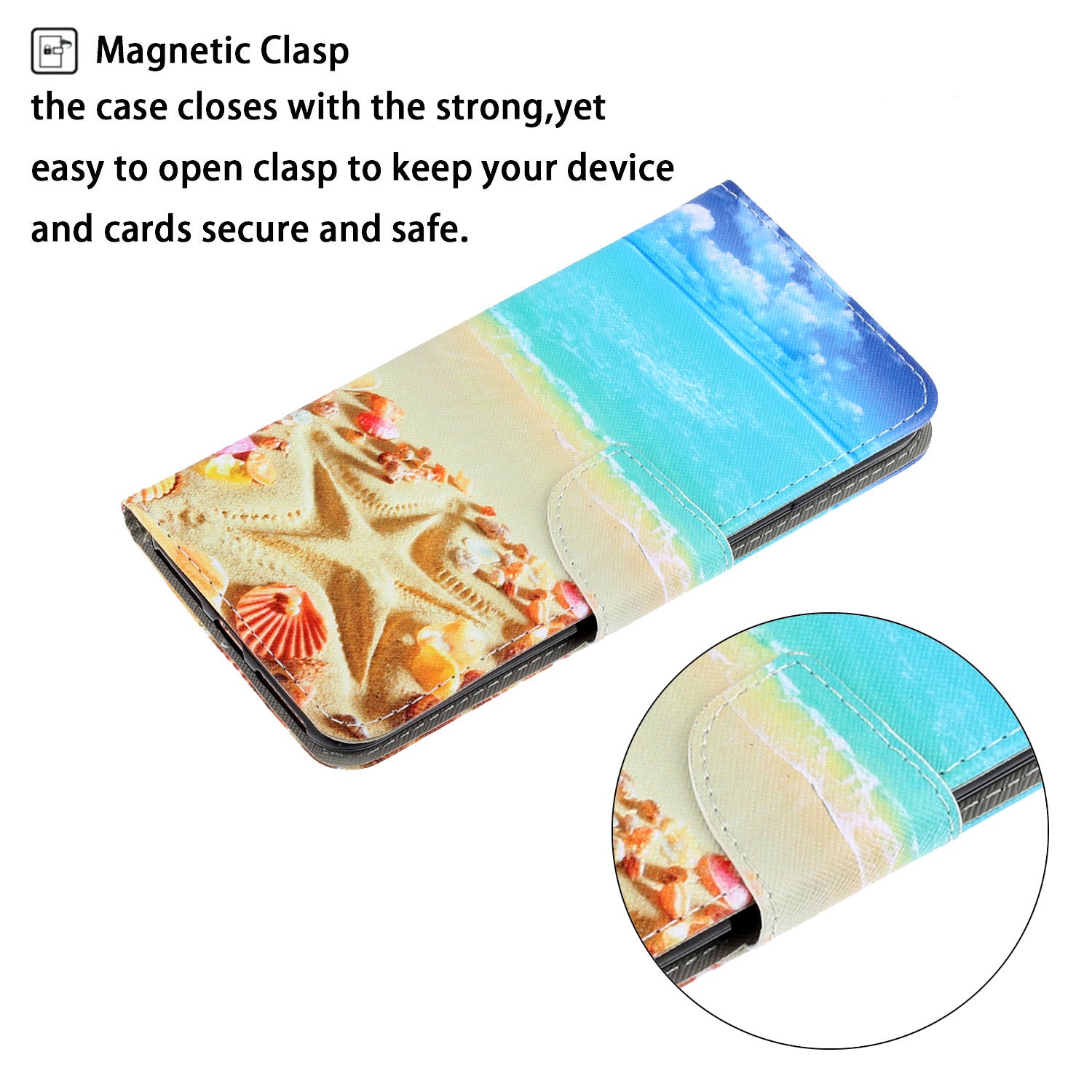 For Samsung Galaxy S20 FE/Fan Edition/S20 FE 5G/Fan Edition 5G/S20 Lite/S20 FE 2022 Pattern Printing Flip Leather Wallet Protective Case - Beach