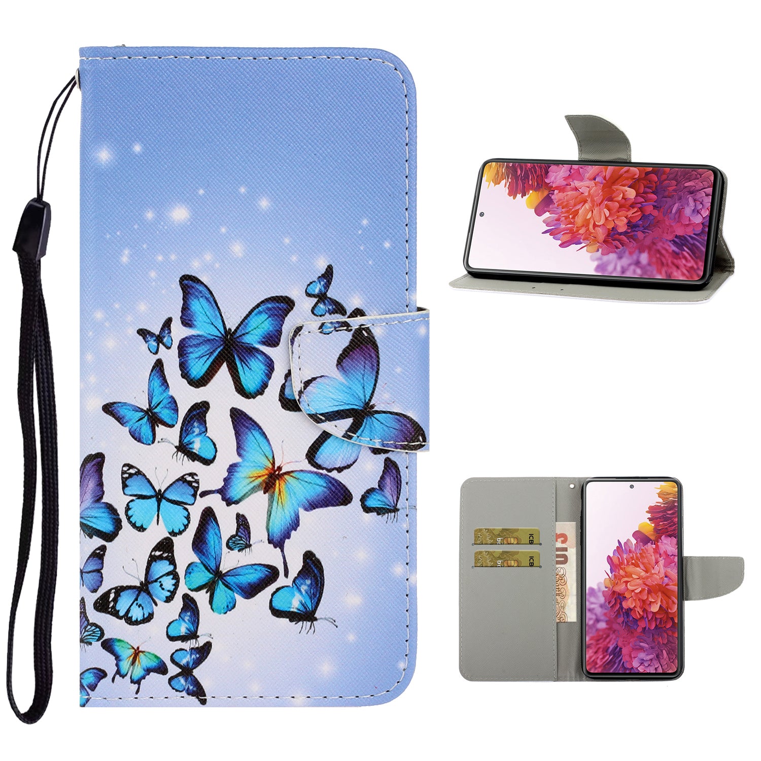 For Samsung Galaxy S20 FE/Fan Edition/S20 FE 5G/Fan Edition 5G/S20 Lite/S20 FE 2022 Pattern Printing Flip Leather Wallet Protective Case - Butterfly Group