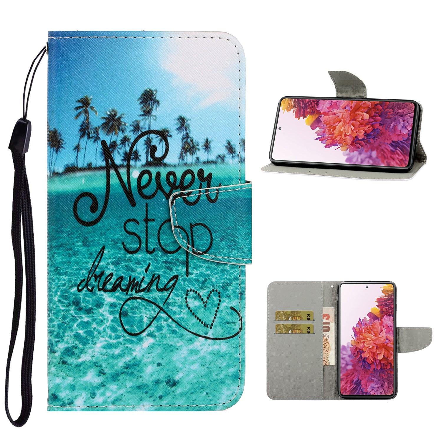 For Samsung Galaxy S20 FE/Fan Edition/S20 FE 5G/Fan Edition 5G/S20 Lite/S20 FE 2022 Pattern Printing Flip Leather Wallet Protective Case - Never Stop Dreaming