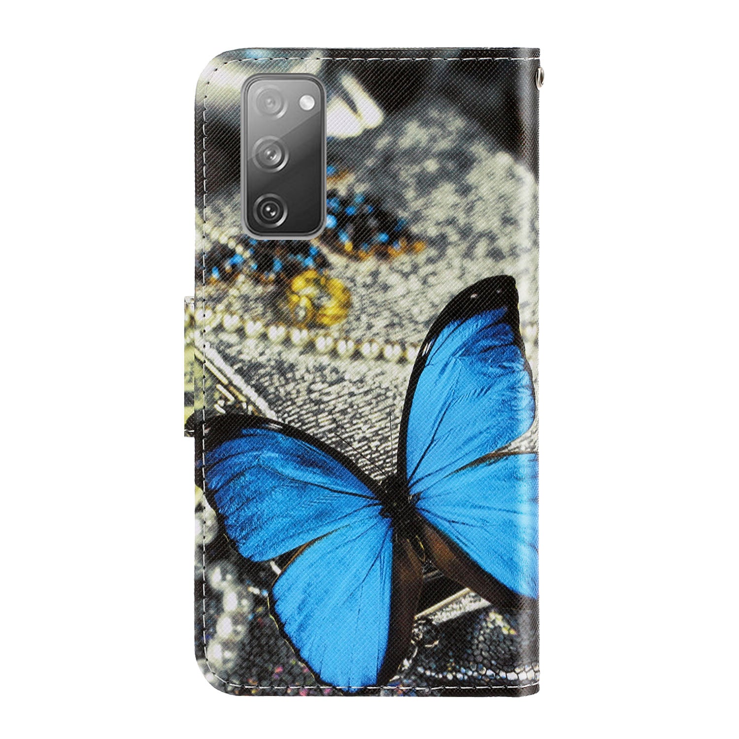 For Samsung Galaxy S20 FE/Fan Edition/S20 FE 5G/Fan Edition 5G/S20 Lite/S20 FE 2022 Pattern Printing Flip Leather Wallet Protective Case - Blue Butterfly