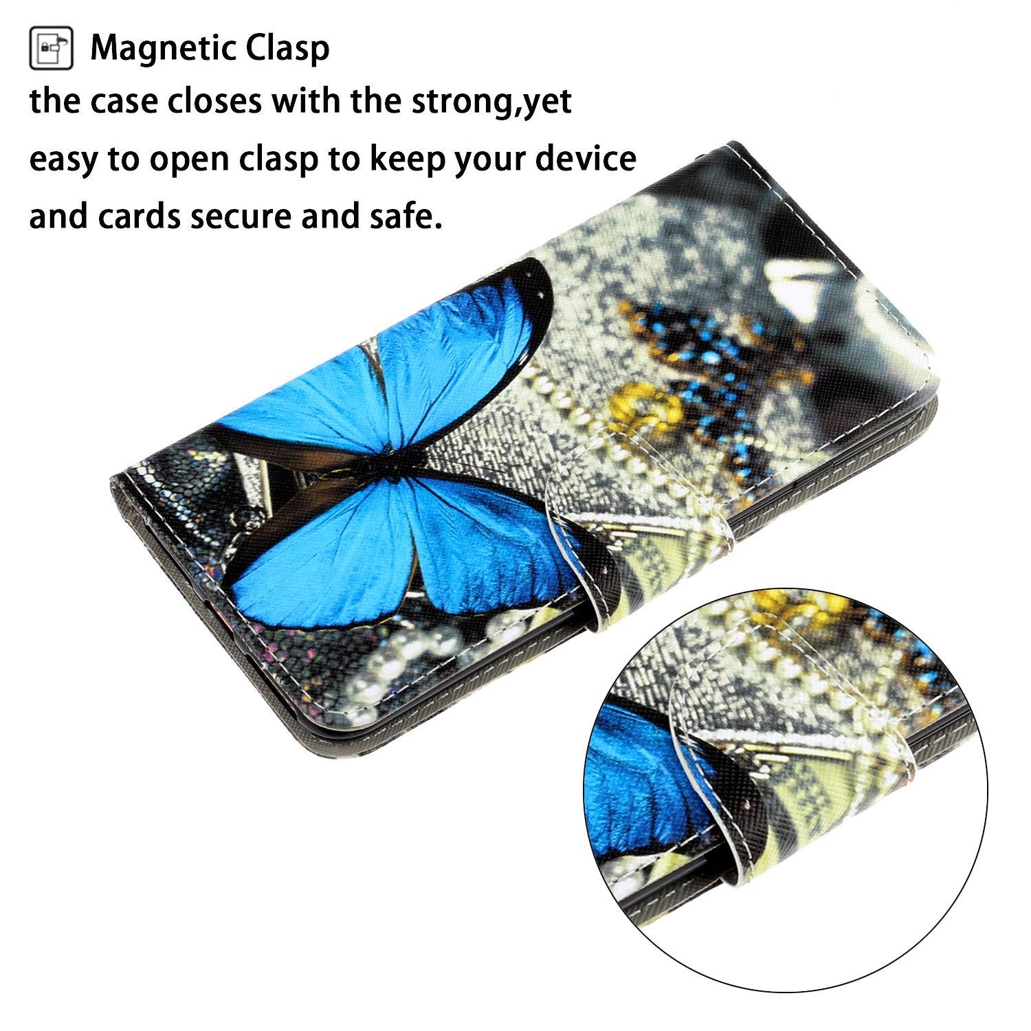 For Samsung Galaxy S20 FE/Fan Edition/S20 FE 5G/Fan Edition 5G/S20 Lite/S20 FE 2022 Pattern Printing Flip Leather Wallet Protective Case - Blue Butterfly