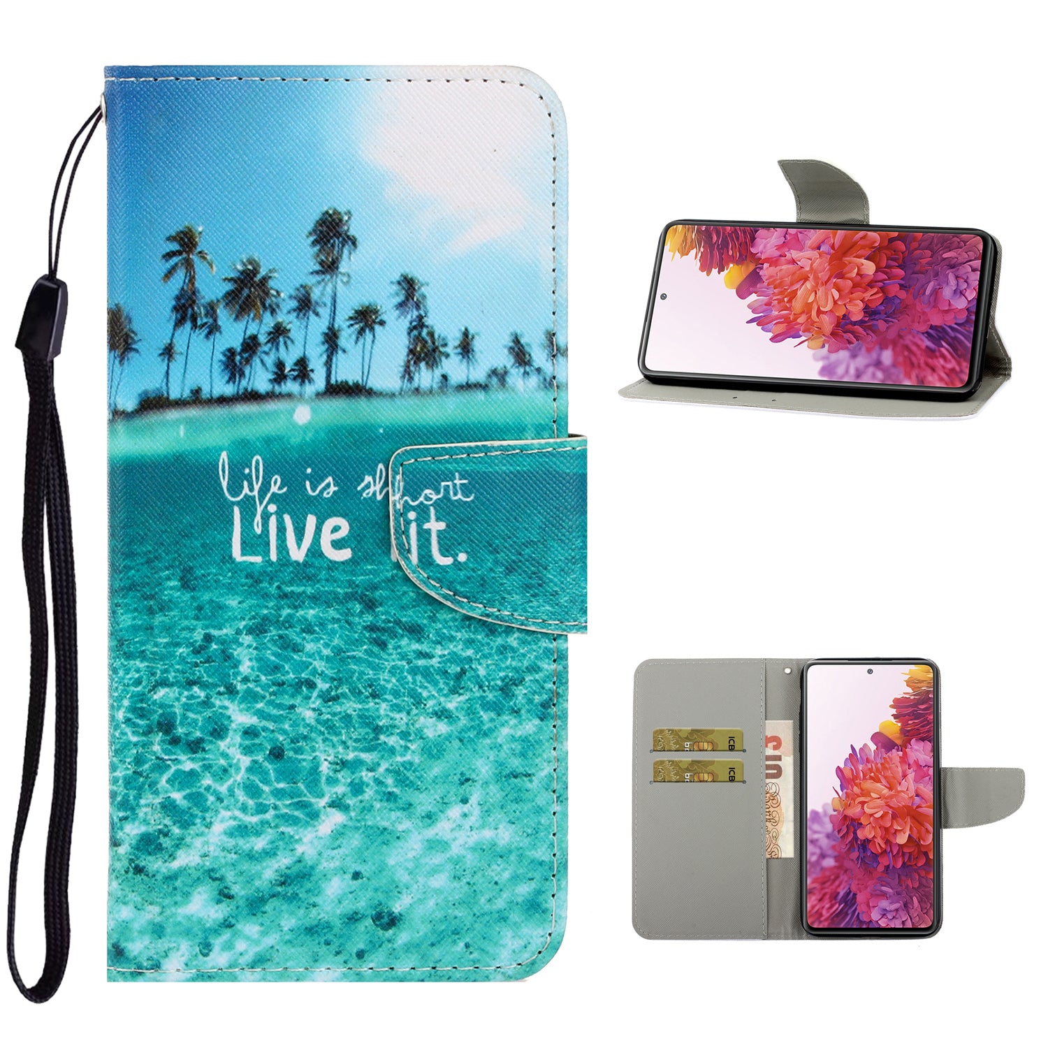 For Samsung Galaxy S20 FE/Fan Edition/S20 FE 5G/Fan Edition 5G/S20 Lite/S20 FE 2022 Pattern Printing Flip Leather Wallet Protective Case - Sea