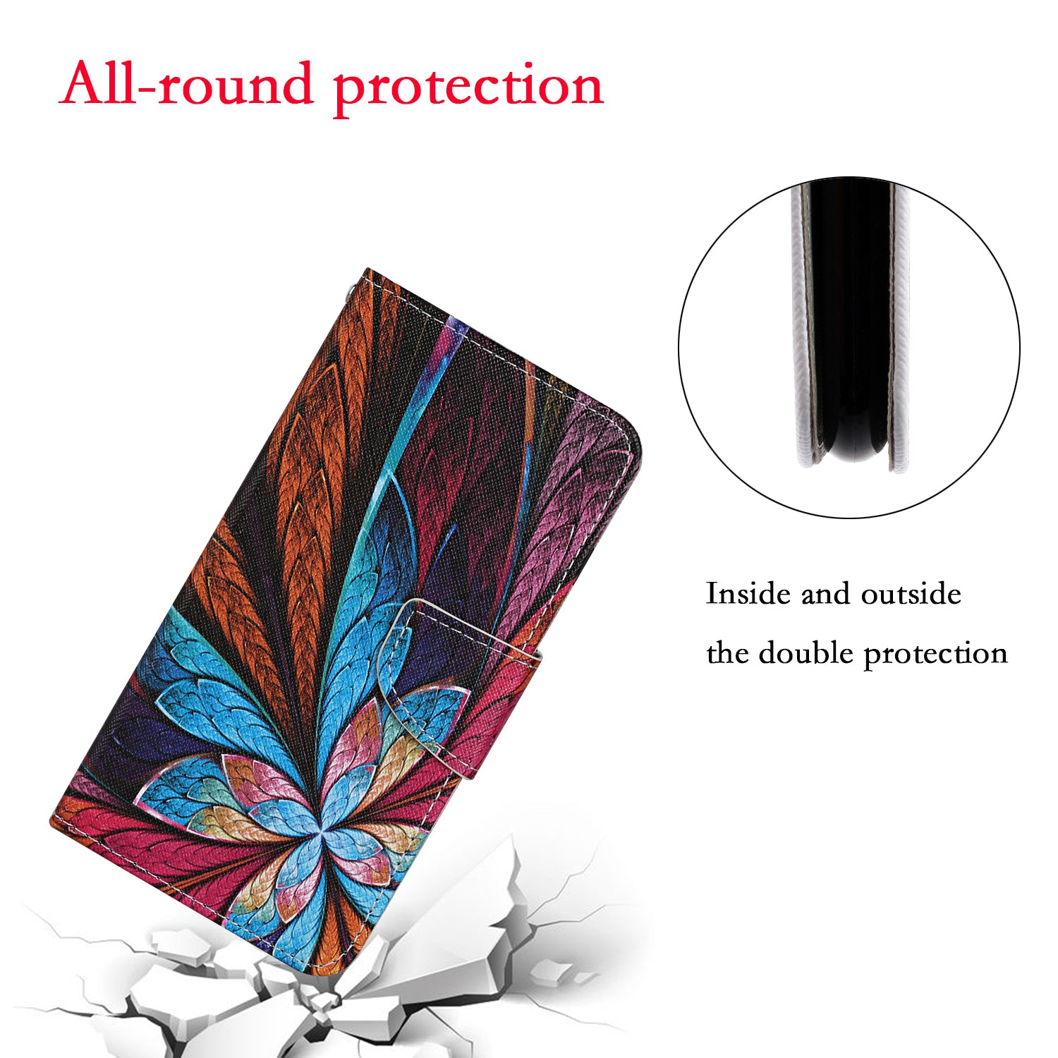 For Samsung Galaxy S20 FE 5G/Fan Edition 5G/S20 FE/Fan Edition/S20 Lite/S20 FE 2022 Pattern Printing Flip Leather Wallet Protective Case - Flower