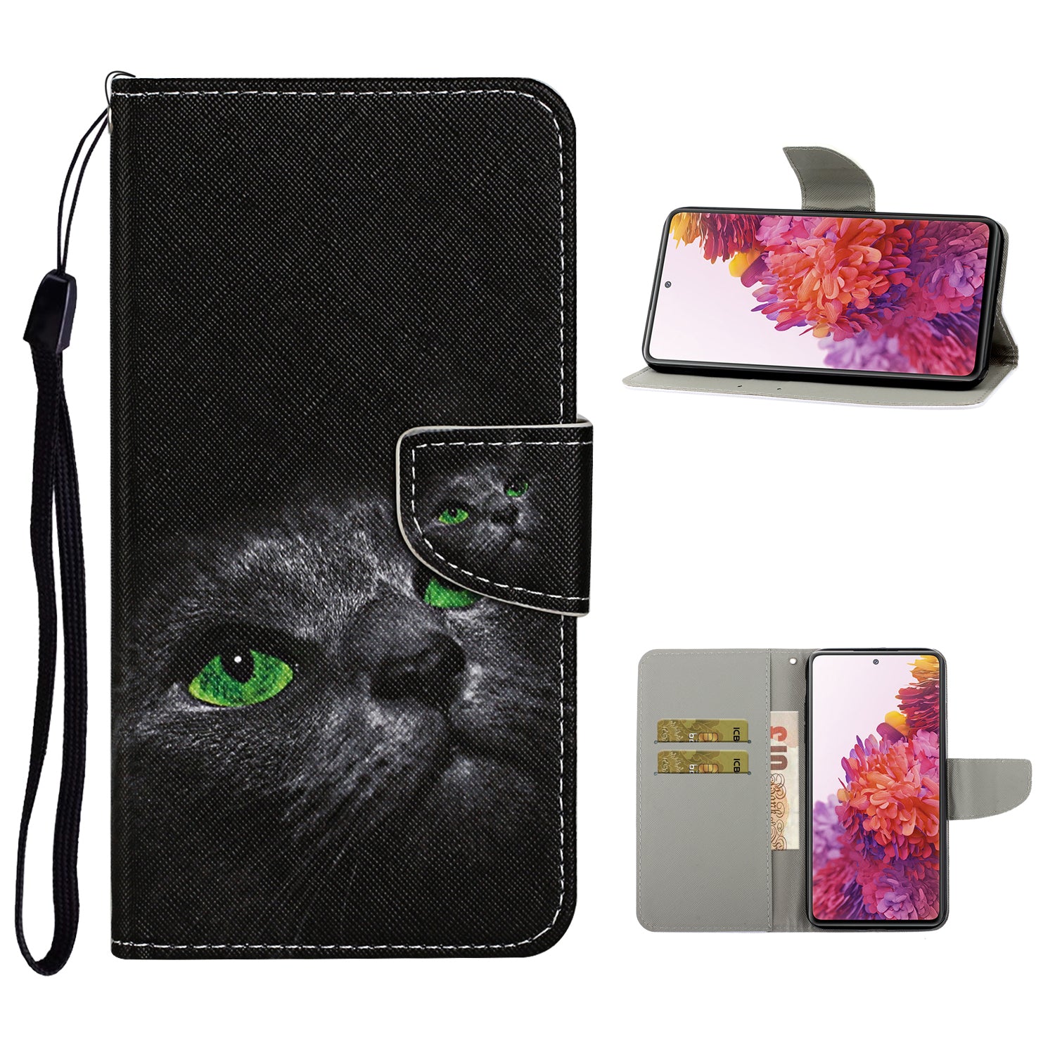 For Samsung Galaxy S20 FE 5G/Fan Edition 5G/S20 FE/Fan Edition/S20 Lite/S20 FE 2022 Pattern Printing Flip Leather Wallet Protective Case - Cat Eyes