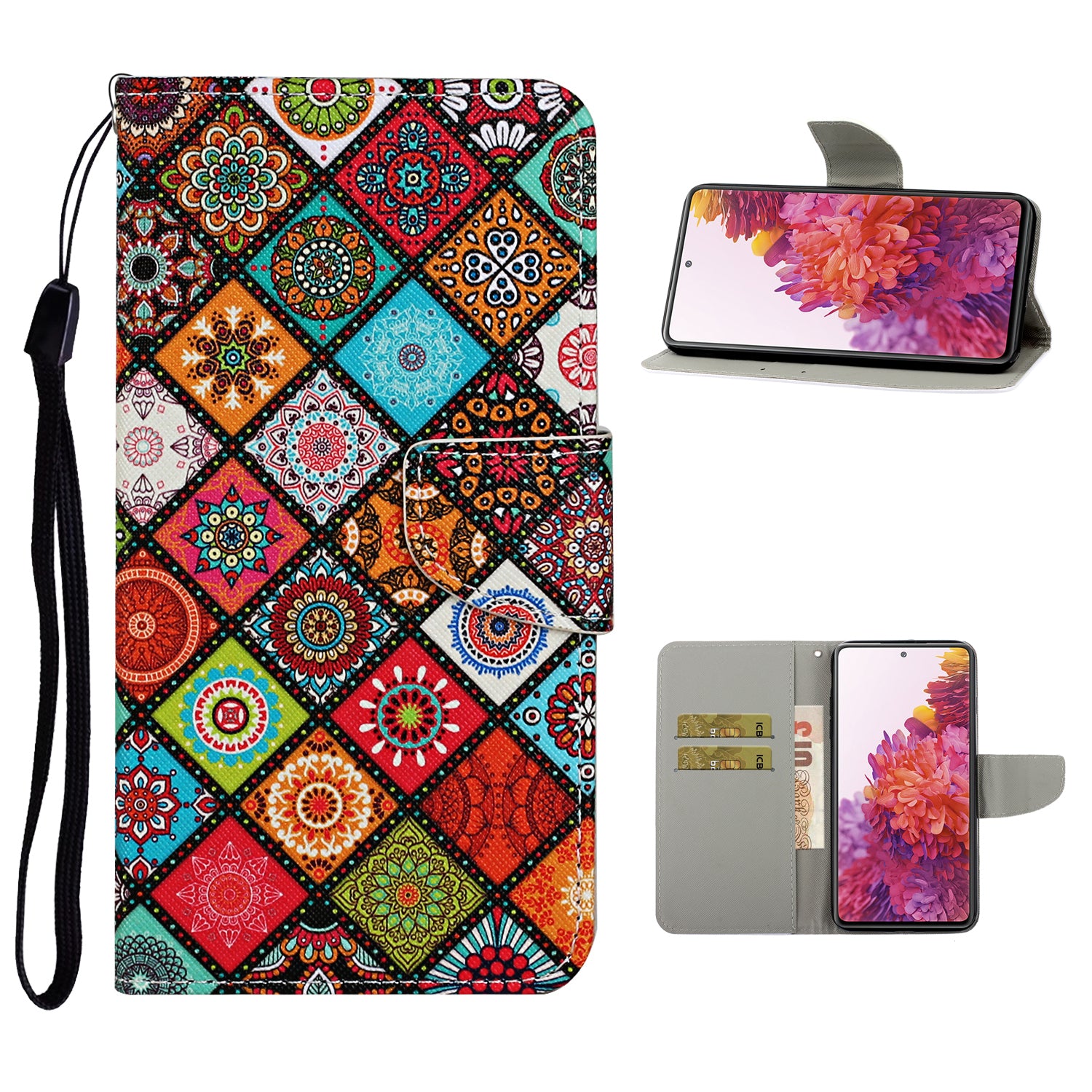 For Samsung Galaxy S20 FE 5G/Fan Edition 5G/S20 FE/Fan Edition/S20 Lite/S20 FE 2022 Pattern Printing Flip Leather Wallet Protective Case - Mandala Flower