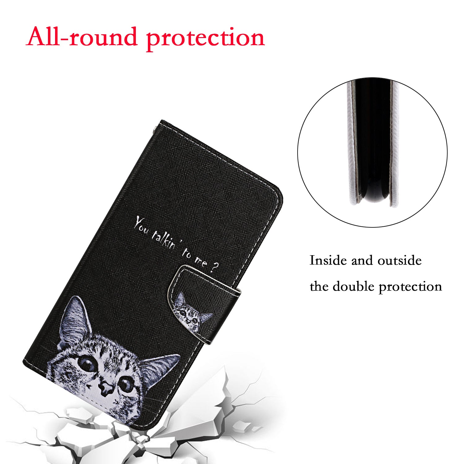 For Samsung Galaxy S20 FE 5G/Fan Edition 5G/S20 FE/Fan Edition/S20 Lite/S20 FE 2022 Pattern Printing Flip Leather Wallet Protective Case - Cat and Letters