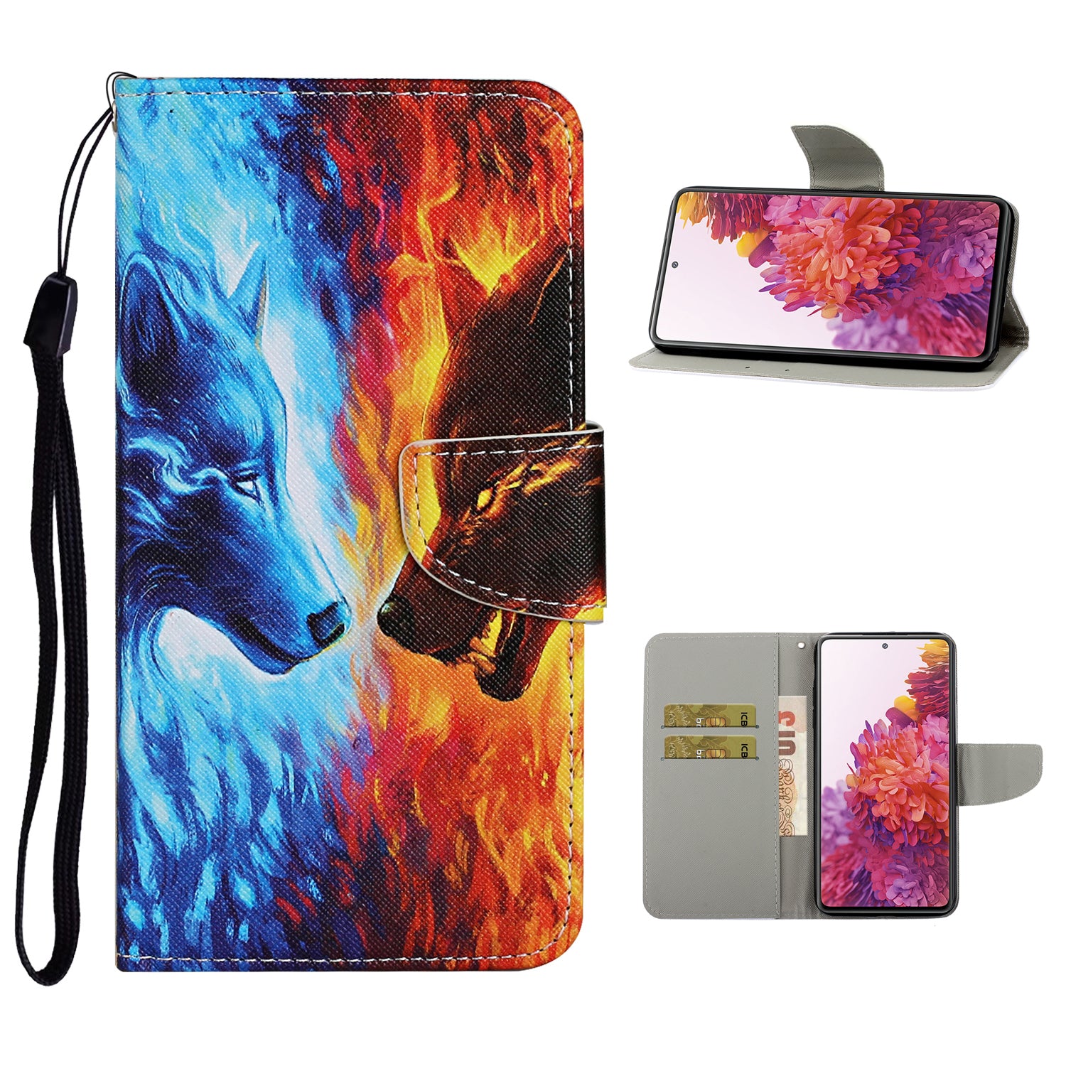 For Samsung Galaxy S20 FE 5G/Fan Edition 5G/S20 FE/Fan Edition/S20 Lite/S20 FE 2022 Pattern Printing Flip Leather Wallet Protective Case - Wolf