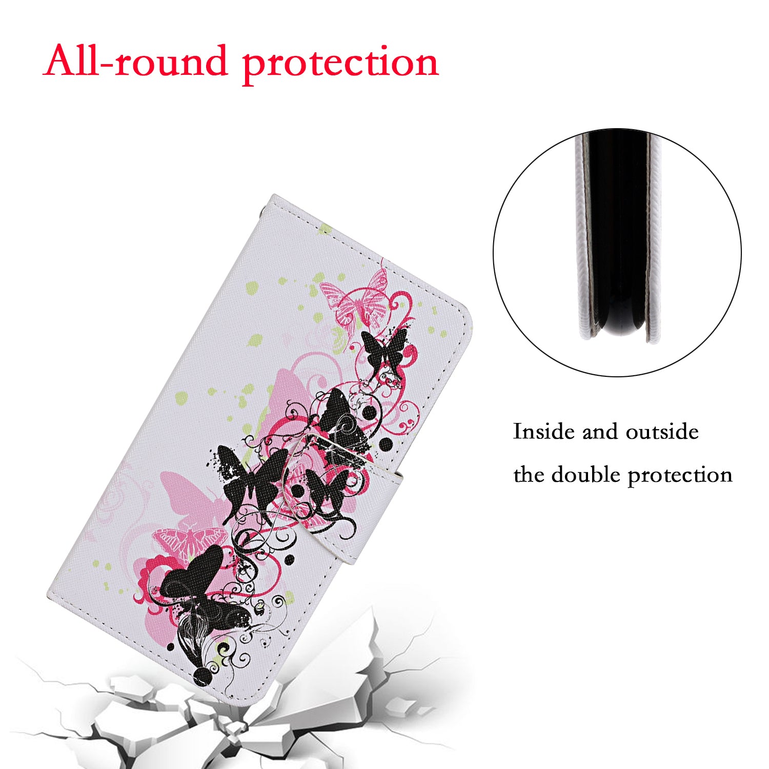 For Samsung Galaxy S20 FE 5G/Fan Edition 5G/S20 FE/Fan Edition/S20 Lite/S20 FE 2022 Pattern Printing Flip Leather Wallet Protective Case - Butterflies