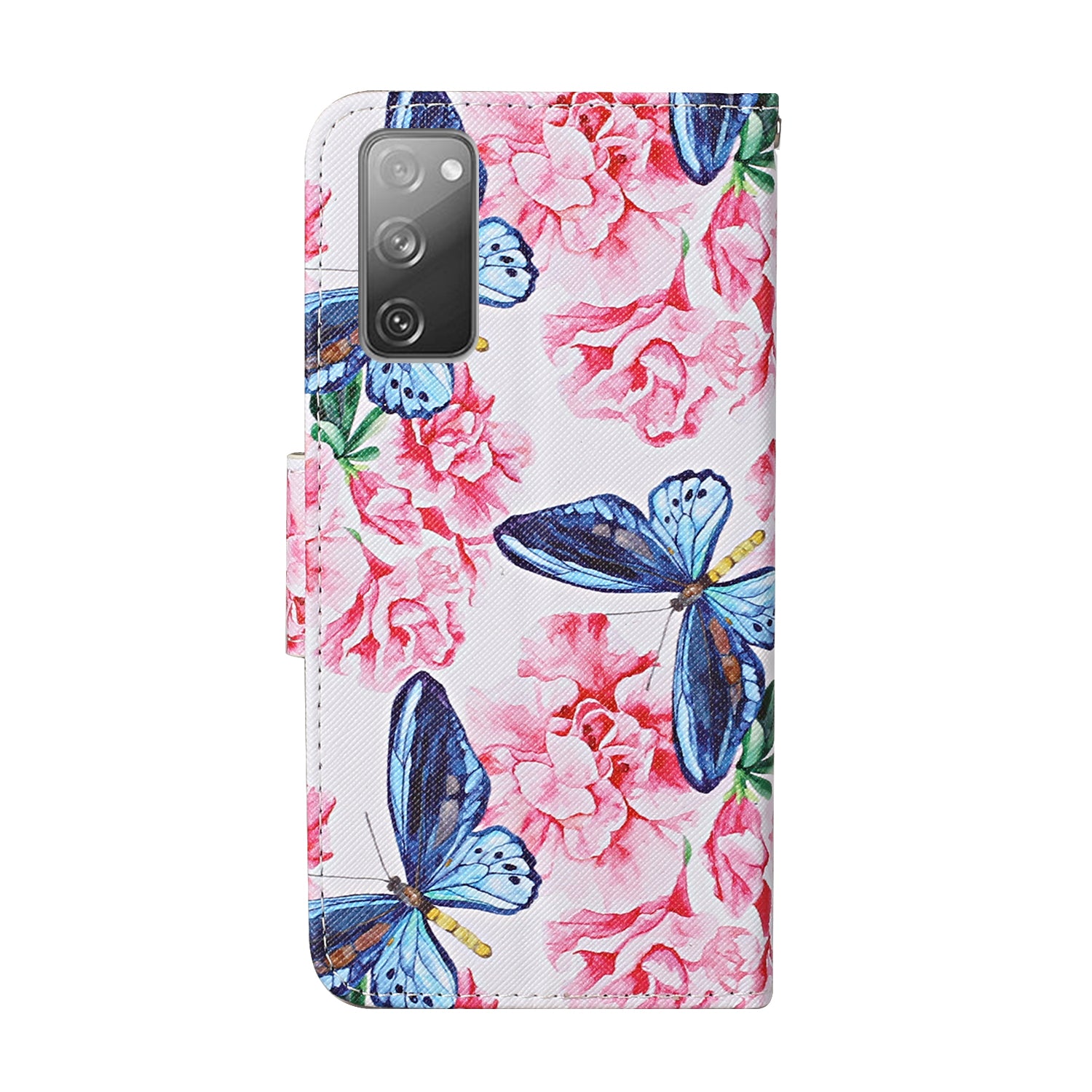 For Samsung Galaxy S20 FE 5G/Fan Edition 5G/S20 FE/Fan Edition/S20 Lite/S20 FE 2022 Pattern Printing Flip Leather Wallet Protective Case - Blue Butterfly and Flowers