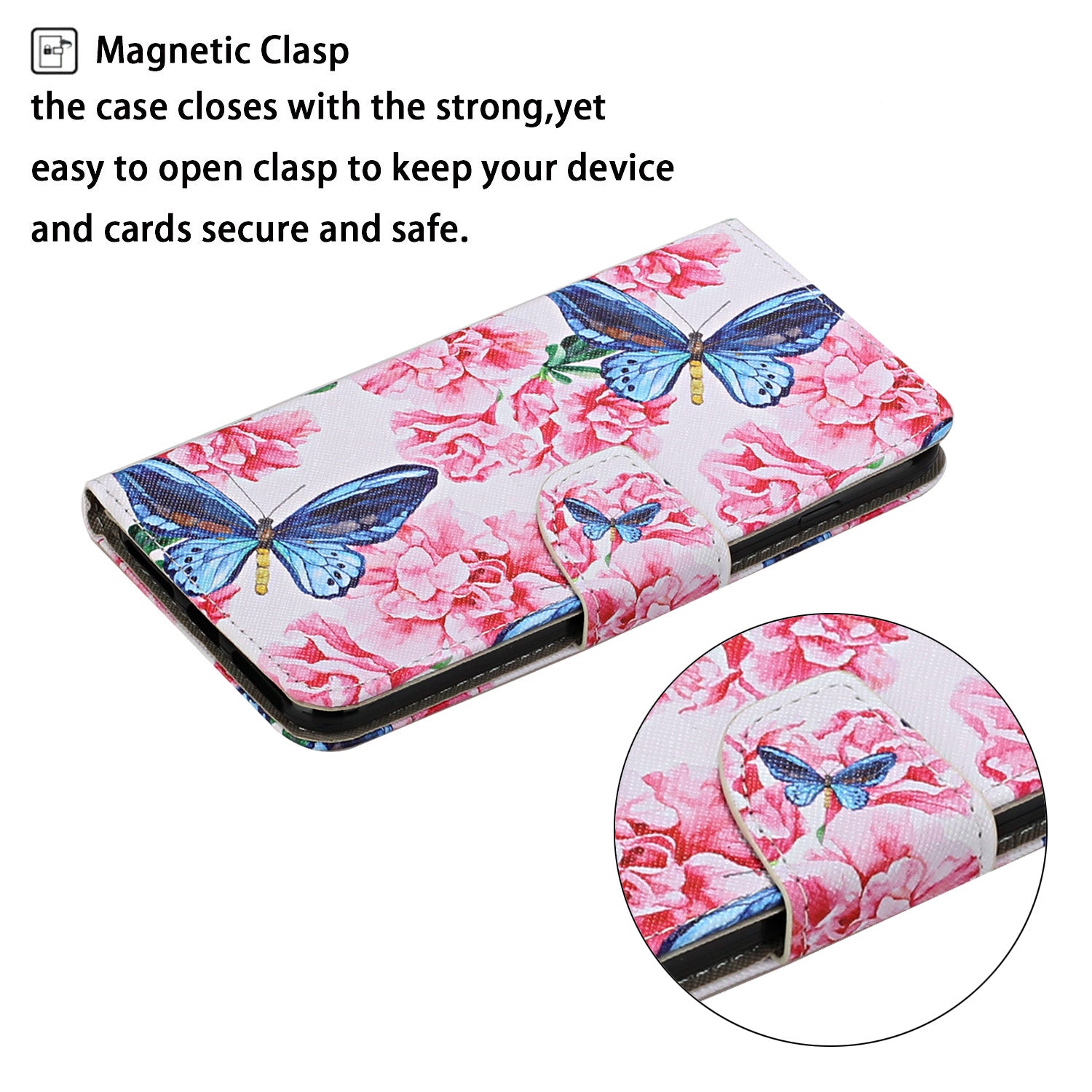 For Samsung Galaxy S20 FE 5G/Fan Edition 5G/S20 FE/Fan Edition/S20 Lite/S20 FE 2022 Pattern Printing Flip Leather Wallet Protective Case - Blue Butterfly and Flowers