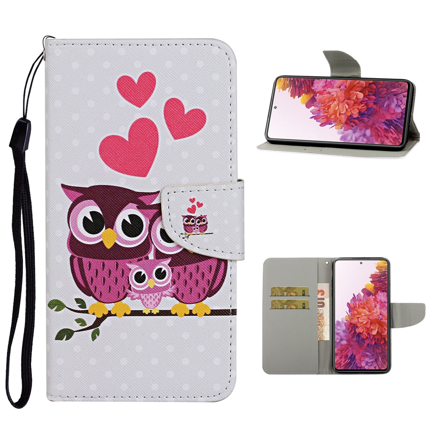 For Samsung Galaxy S20 FE 5G/Fan Edition 5G/S20 FE/Fan Edition/S20 Lite/S20 FE 2022 Pattern Printing Flip Leather Wallet Protective Case - Couple Owls