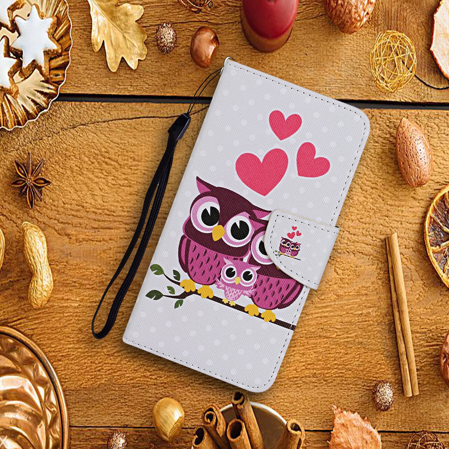 For Samsung Galaxy S20 FE 5G/Fan Edition 5G/S20 FE/Fan Edition/S20 Lite/S20 FE 2022 Pattern Printing Flip Leather Wallet Protective Case - Couple Owls