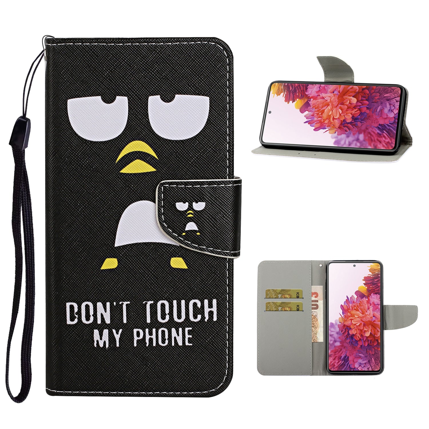 For Samsung Galaxy S20 FE 5G/Fan Edition 5G/S20 FE/Fan Edition/S20 Lite/S20 FE 2022 Pattern Printing Flip Leather Wallet Protective Case - Don't Touch My Phone