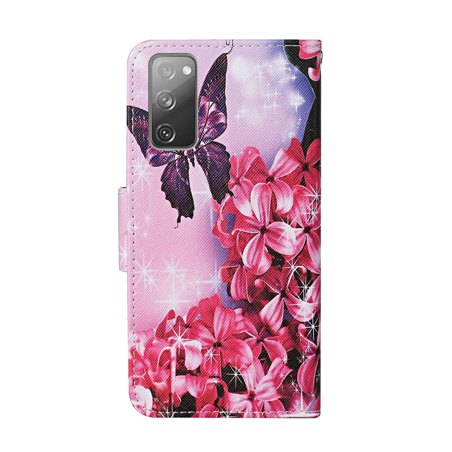 For Samsung Galaxy S20 FE 5G/Fan Edition 5G/S20 FE/Fan Edition/S20 Lite/S20 FE 2022 Pattern Printing Flip Leather Wallet Protective Case - Red Flower and Butterfly