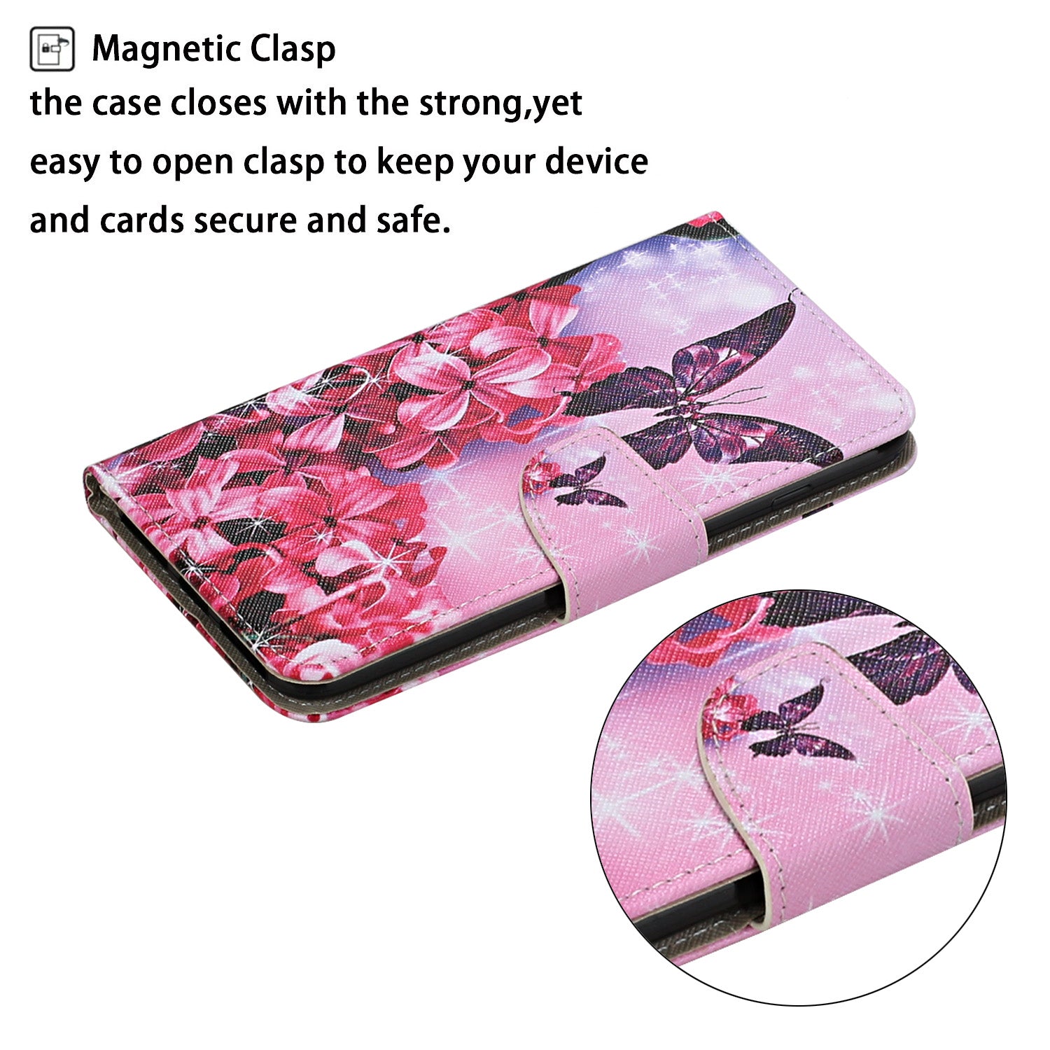 For Samsung Galaxy S20 FE 5G/Fan Edition 5G/S20 FE/Fan Edition/S20 Lite/S20 FE 2022 Pattern Printing Flip Leather Wallet Protective Case - Red Flower and Butterfly