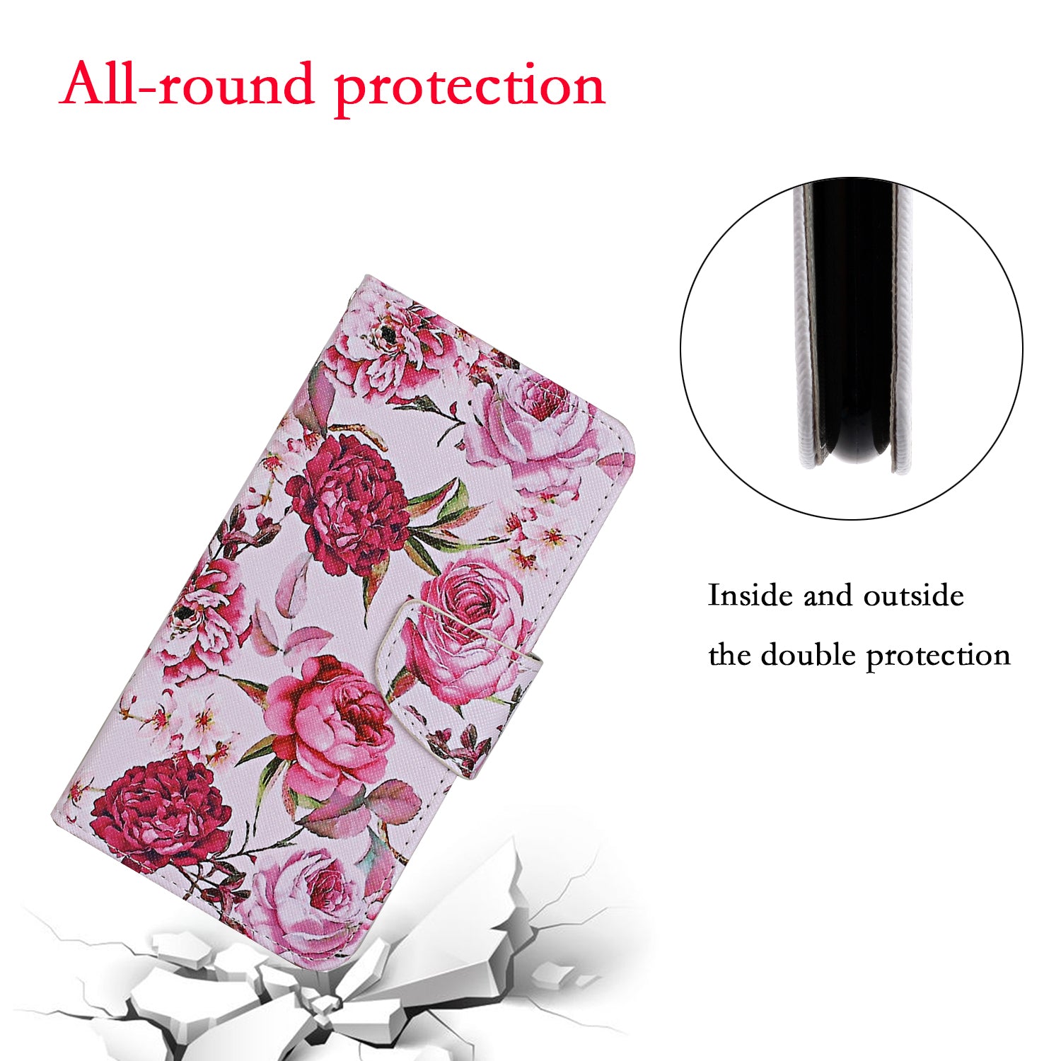 For Samsung Galaxy S20 FE 5G/Fan Edition 5G/S20 FE/Fan Edition/S20 Lite/S20 FE 2022 Pattern Printing Flip Leather Wallet Protective Case - Flowers