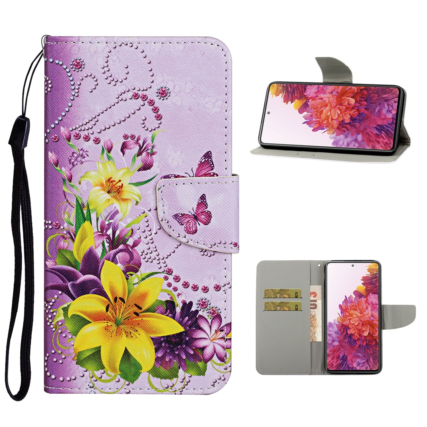 For Samsung Galaxy S20 FE 5G/Fan Edition 5G/S20 FE/Fan Edition/S20 Lite/S20 FE 2022 Pattern Printing Flip Leather Wallet Protective Case - Yellow Flower