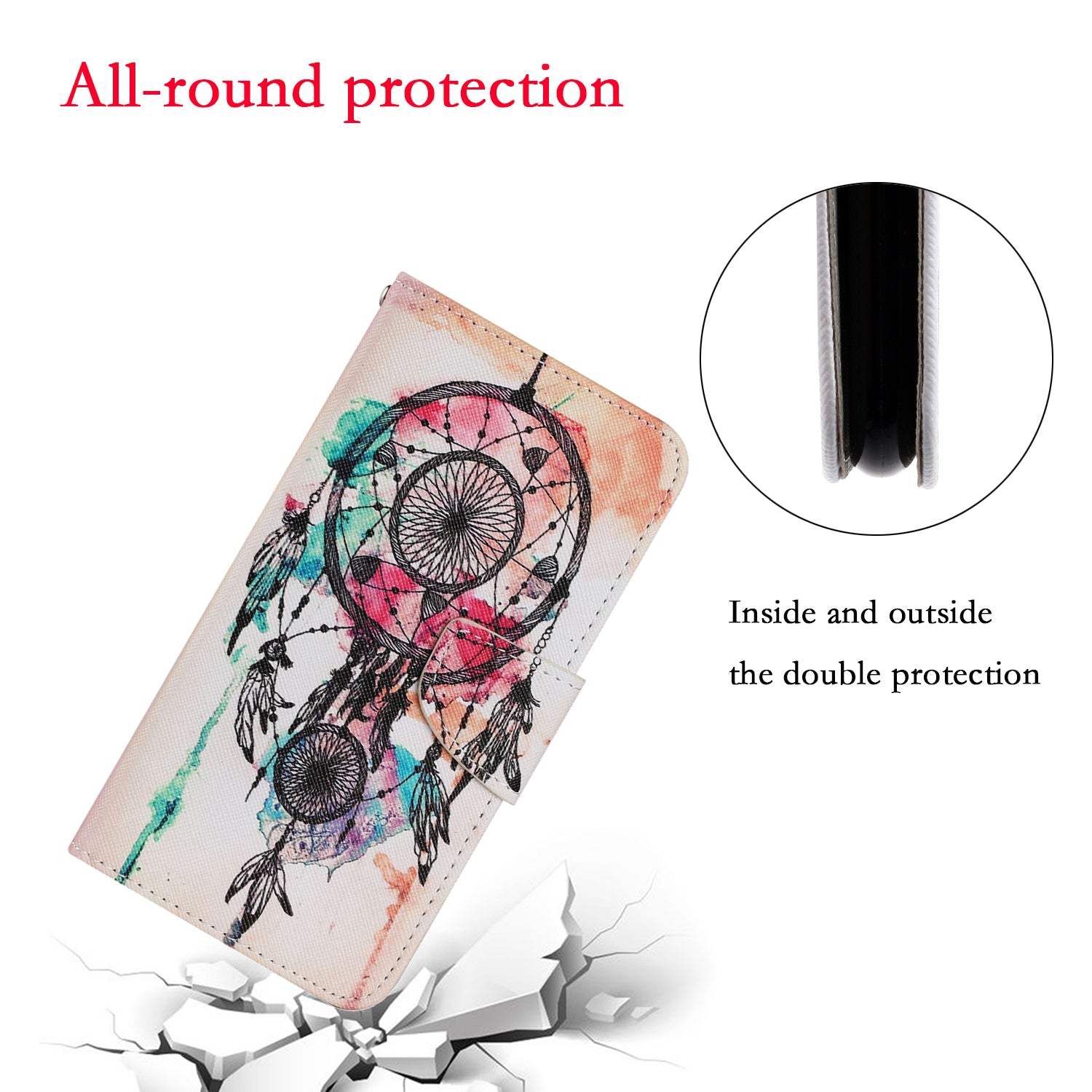 For Samsung Galaxy S20 FE 5G/Fan Edition 5G/S20 FE/Fan Edition/S20 Lite/S20 FE 2022 Pattern Printing PU Leather Case Flip Stand Wallet Protective Cover - Dream Catcher