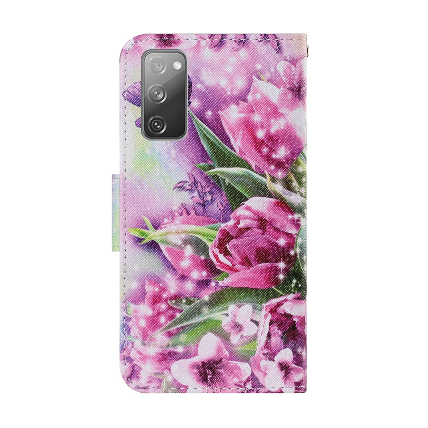 For Samsung Galaxy S20 FE 5G/Fan Edition 5G/S20 FE/Fan Edition/S20 Lite/S20 FE 2022 Pattern Printing PU Leather Case Flip Stand Wallet Protective Cover - Flowers and Butterflies