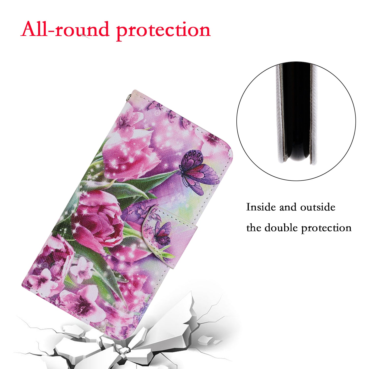 For Samsung Galaxy S20 FE 5G/Fan Edition 5G/S20 FE/Fan Edition/S20 Lite/S20 FE 2022 Pattern Printing PU Leather Case Flip Stand Wallet Protective Cover - Flowers and Butterflies