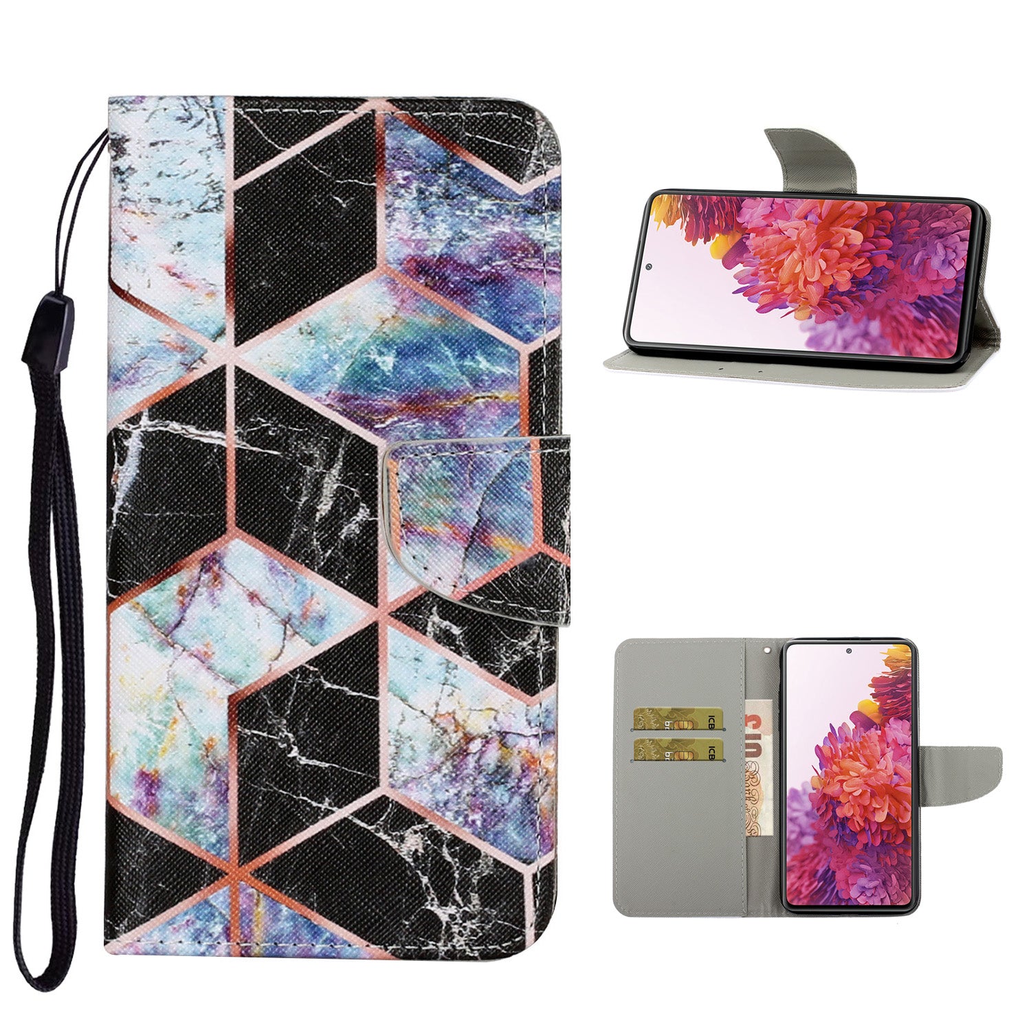 For Samsung Galaxy S20 FE 5G/Fan Edition 5G/S20 FE/Fan Edition/S20 Lite/S20 FE 2022 Pattern Printing PU Leather Case Flip Stand Wallet Protective Cover - Geometric Pattern