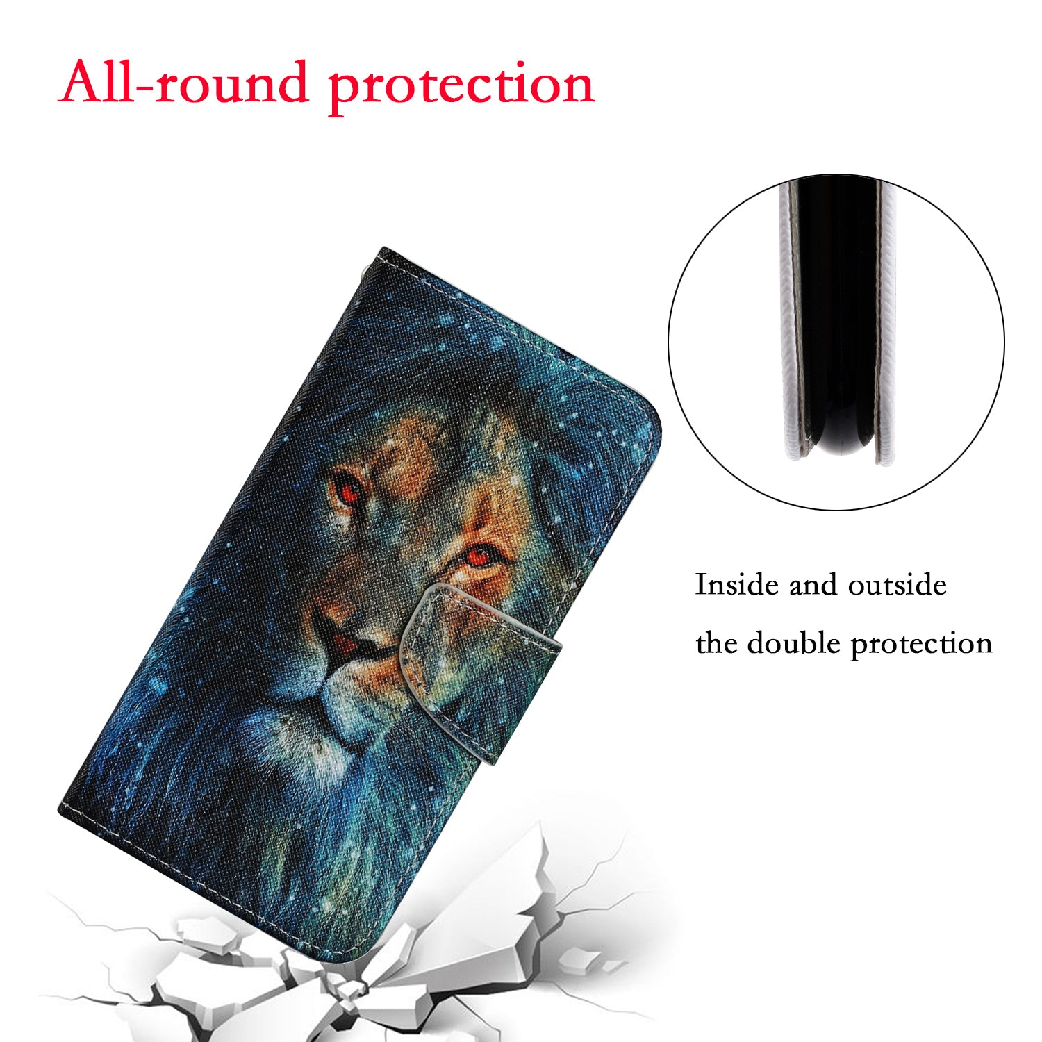 For Samsung Galaxy S20 FE 5G/Fan Edition 5G/S20 FE/Fan Edition/S20 Lite/S20 FE 2022 Pattern Printing PU Leather Case Flip Stand Wallet Protective Cover - Lion