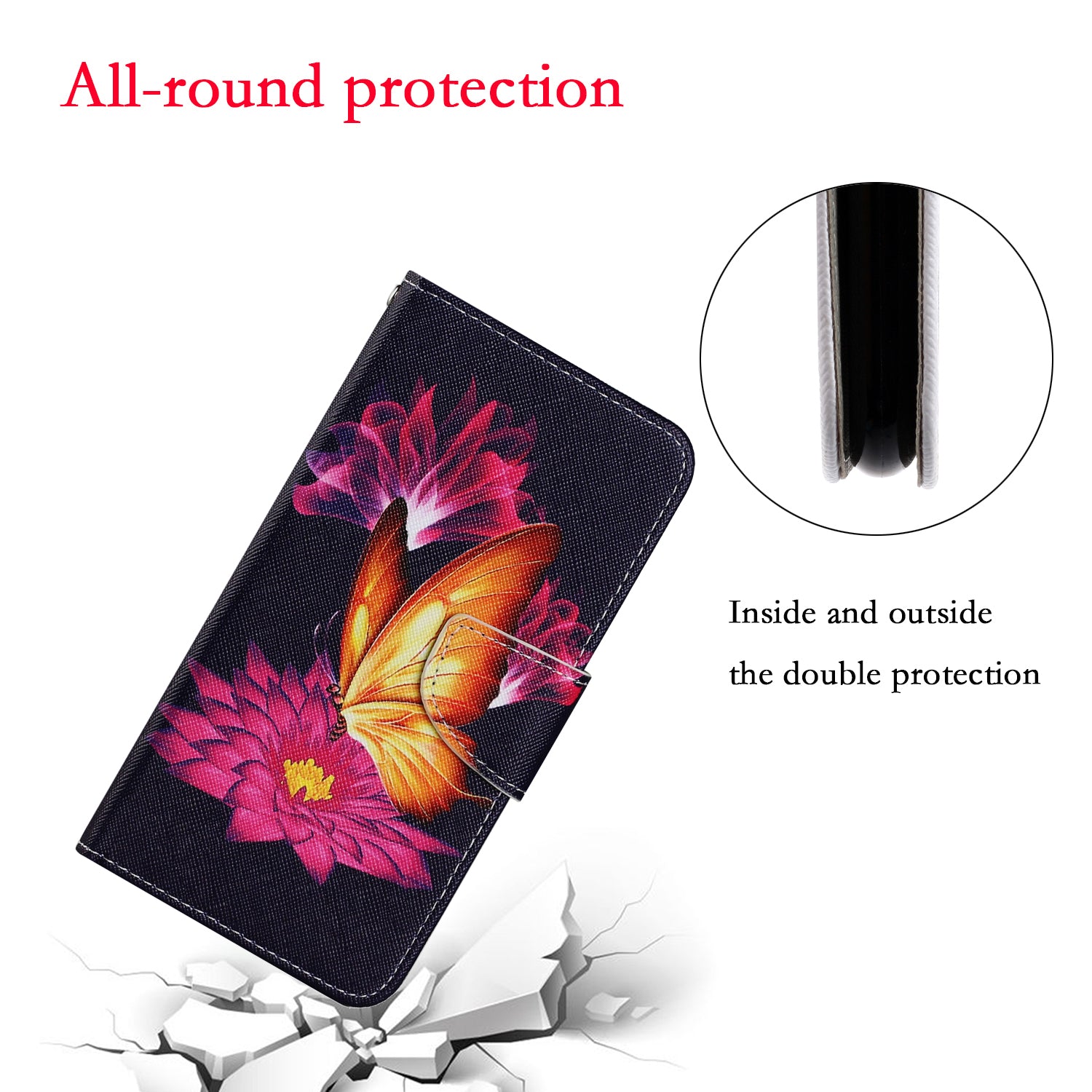 For Samsung Galaxy S20 FE 5G/Fan Edition 5G/S20 FE/Fan Edition/S20 Lite/S20 FE 2022 Pattern Printing PU Leather Case Flip Stand Wallet Protective Cover - Butterflies and Lotus