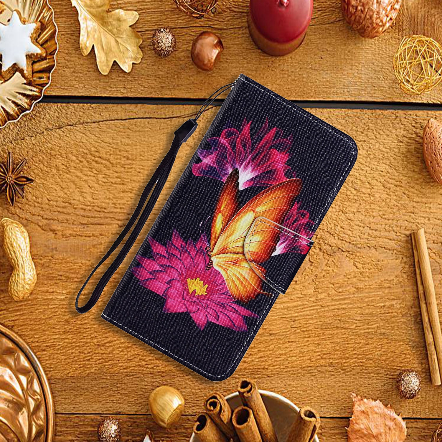 For Samsung Galaxy S20 FE 5G/Fan Edition 5G/S20 FE/Fan Edition/S20 Lite/S20 FE 2022 Pattern Printing PU Leather Case Flip Stand Wallet Protective Cover - Butterflies and Lotus