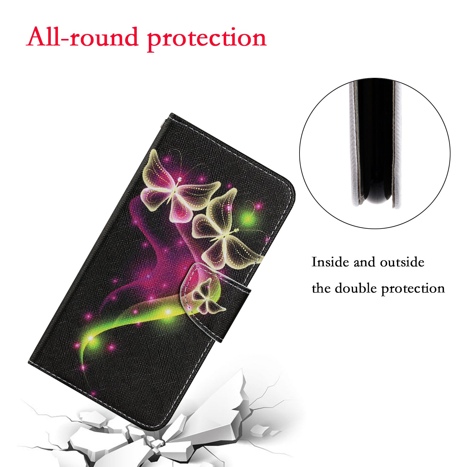 For Samsung Galaxy S20 FE 5G/Fan Edition 5G/S20 FE/Fan Edition/S20 Lite/S20 FE 2022 Pattern Printing PU Leather Case Flip Stand Wallet Protective Cover - Magic Butterflies