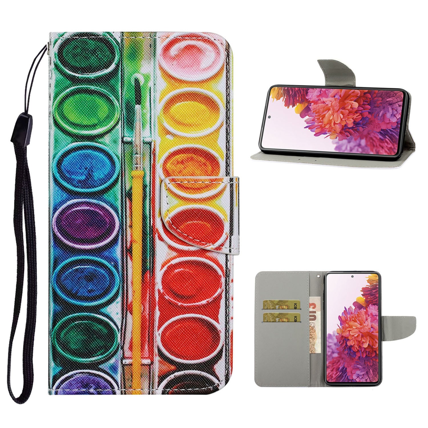 For Samsung Galaxy S20 FE 5G/Fan Edition 5G/S20 FE/Fan Edition/S20 Lite/S20 FE 2022 Pattern Printing PU Leather Case Flip Stand Wallet Protective Cover - Paint Tray