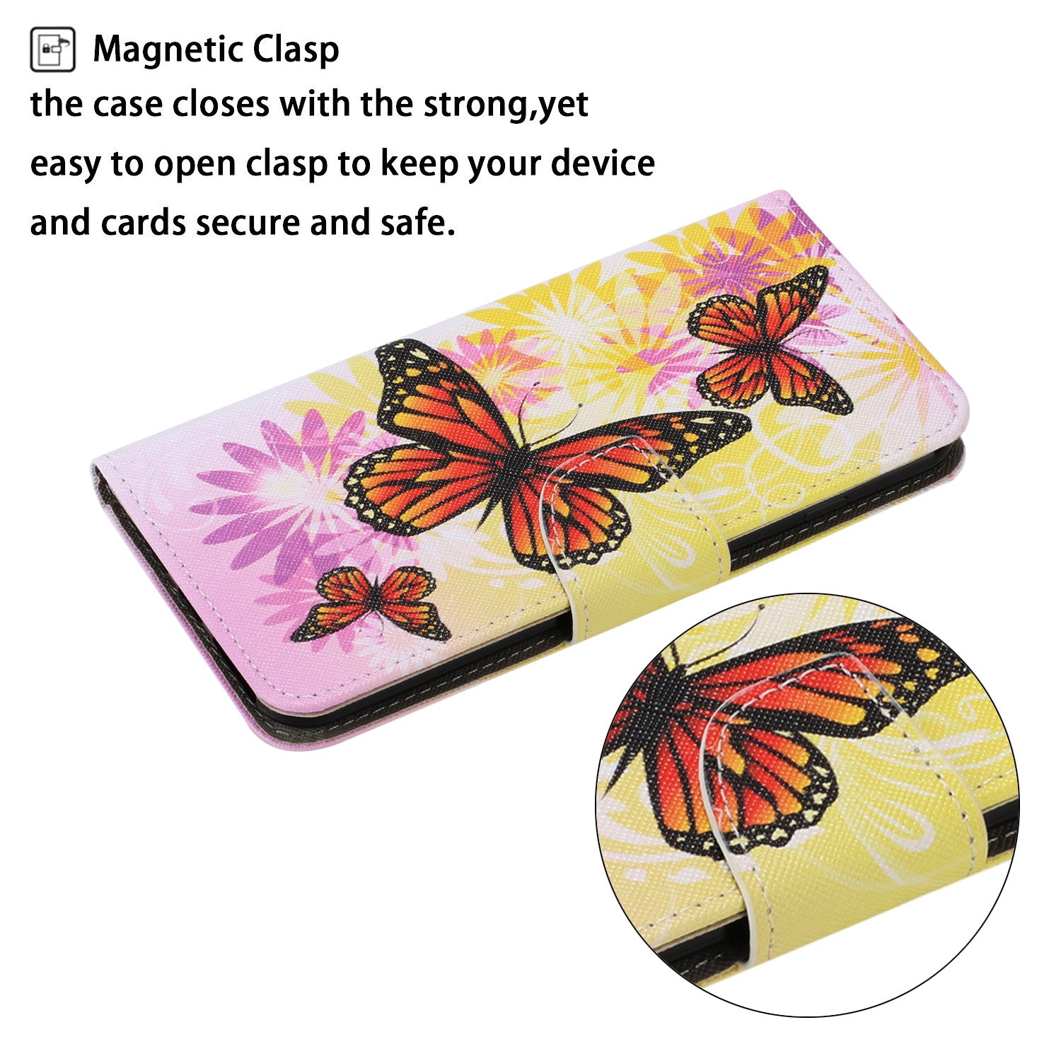 For Samsung Galaxy S20 FE 5G/Fan Edition 5G/S20 FE/Fan Edition/S20 Lite/S20 FE 2022 Pattern Printing PU Leather Case Flip Stand Wallet Protective Cover - Orange Butterflies