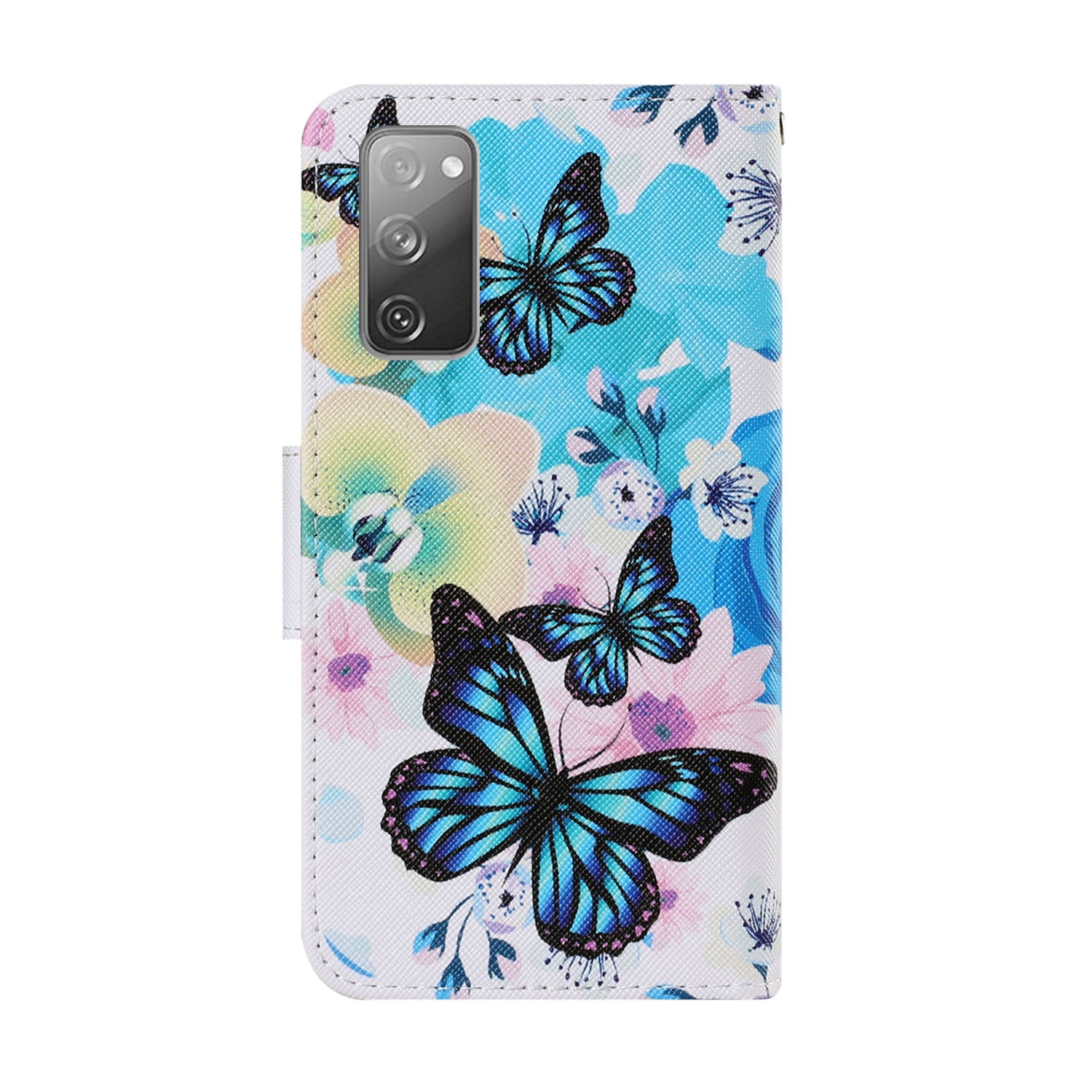 For Samsung Galaxy S20 FE 5G/Fan Edition 5G/S20 FE/Fan Edition/S20 Lite/S20 FE 2022 Pattern Printing PU Leather Case Flip Stand Wallet Protective Cover - Blue Butterflies