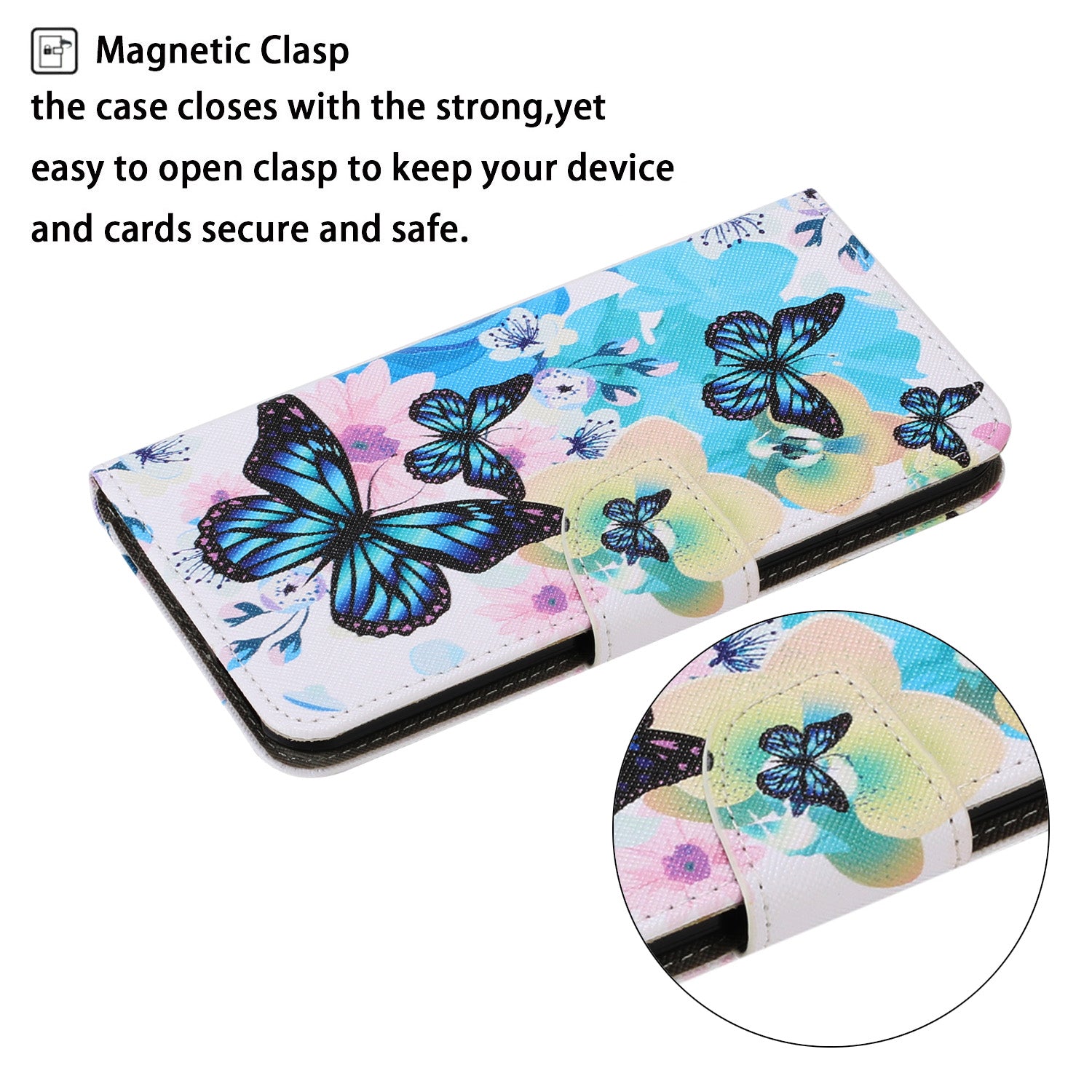 For Samsung Galaxy S20 FE 5G/Fan Edition 5G/S20 FE/Fan Edition/S20 Lite/S20 FE 2022 Pattern Printing PU Leather Case Flip Stand Wallet Protective Cover - Blue Butterflies