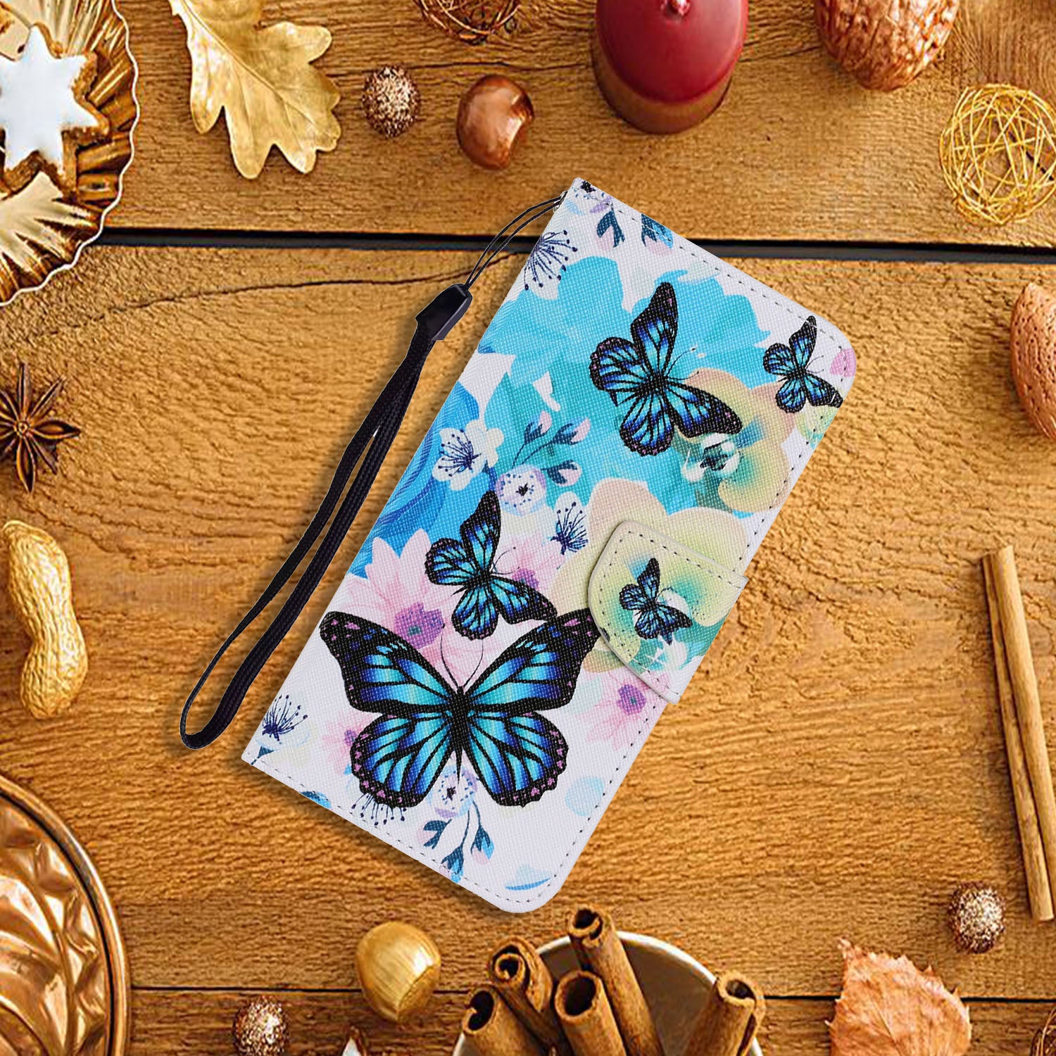 For Samsung Galaxy S20 FE 5G/Fan Edition 5G/S20 FE/Fan Edition/S20 Lite/S20 FE 2022 Pattern Printing PU Leather Case Flip Stand Wallet Protective Cover - Blue Butterflies