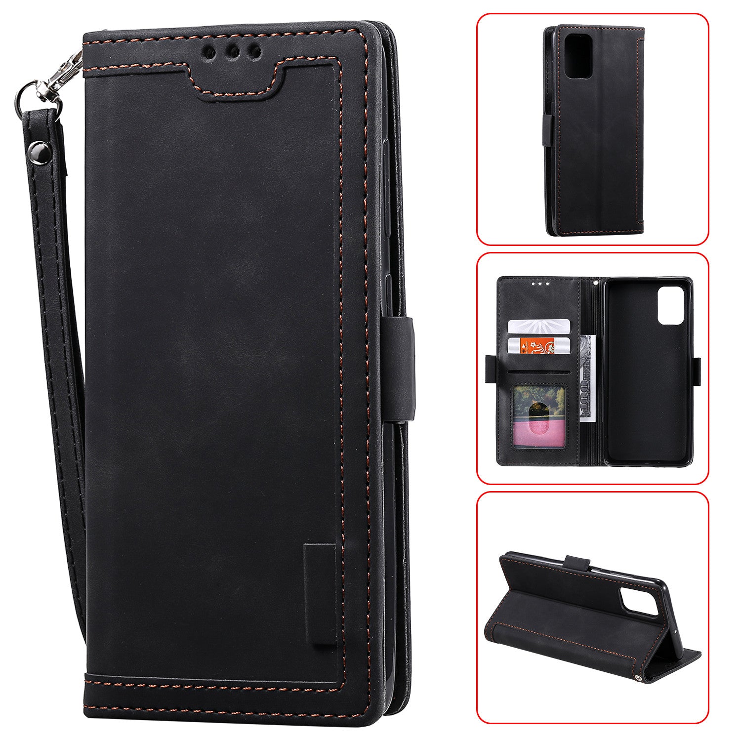 For Samsung Galaxy S20 FE/S20 Fan Edition/S20 FE 5G/S20 Fan Edition 5G/S20 Lite/S20 FE 2022 Vintage Splicing Style Wallet Stand Leather Cover Case - Black