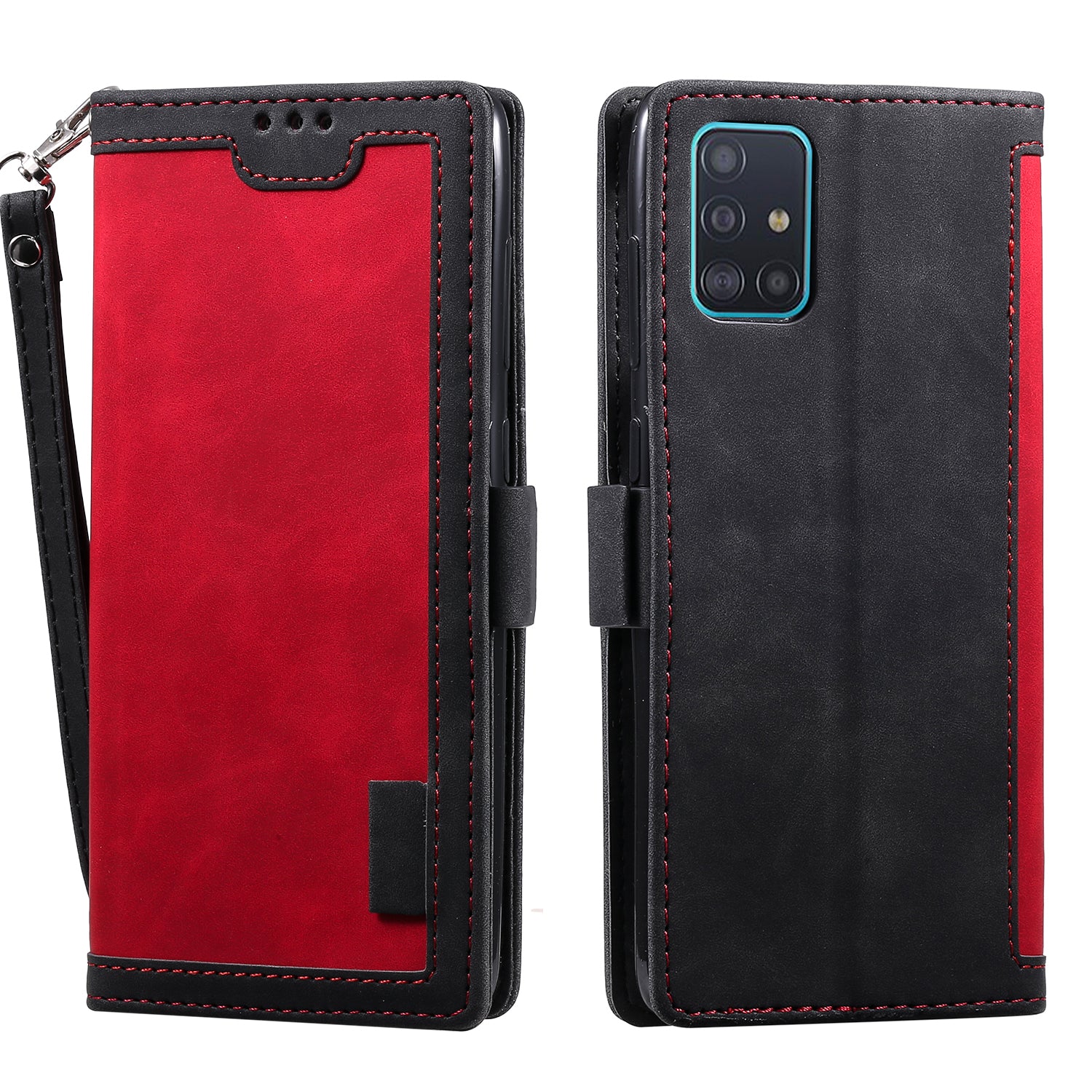 For Samsung Galaxy S20 FE/S20 Fan Edition/S20 FE 5G/S20 Fan Edition 5G/S20 Lite/S20 FE 2022 Vintage Splicing Style Wallet Stand Leather Cover Case - Red