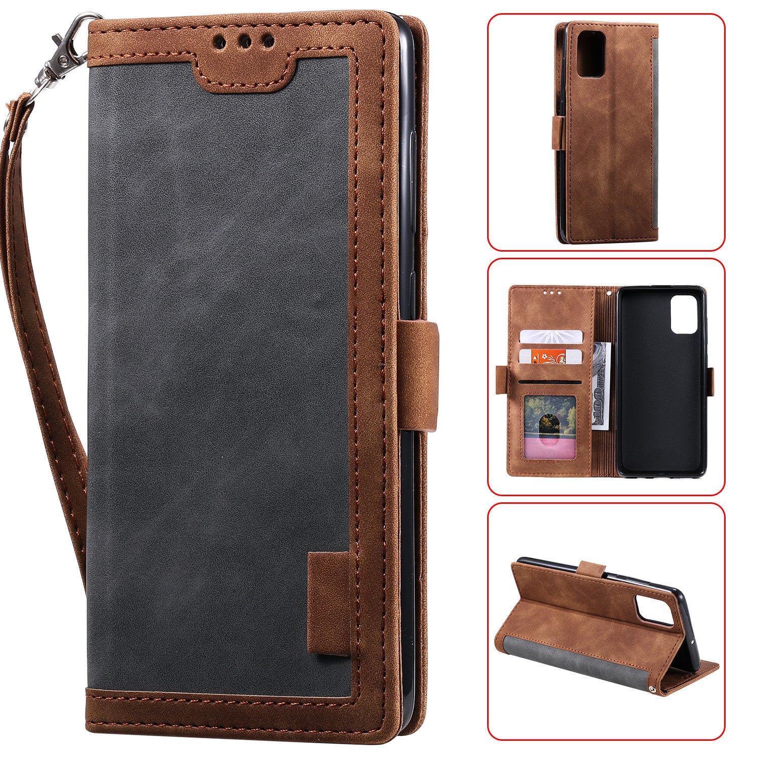 For Samsung Galaxy S20 FE/S20 Fan Edition/S20 FE 5G/S20 Fan Edition 5G/S20 Lite/S20 FE 2022 Vintage Splicing Style Wallet Stand Leather Cover Case - Grey