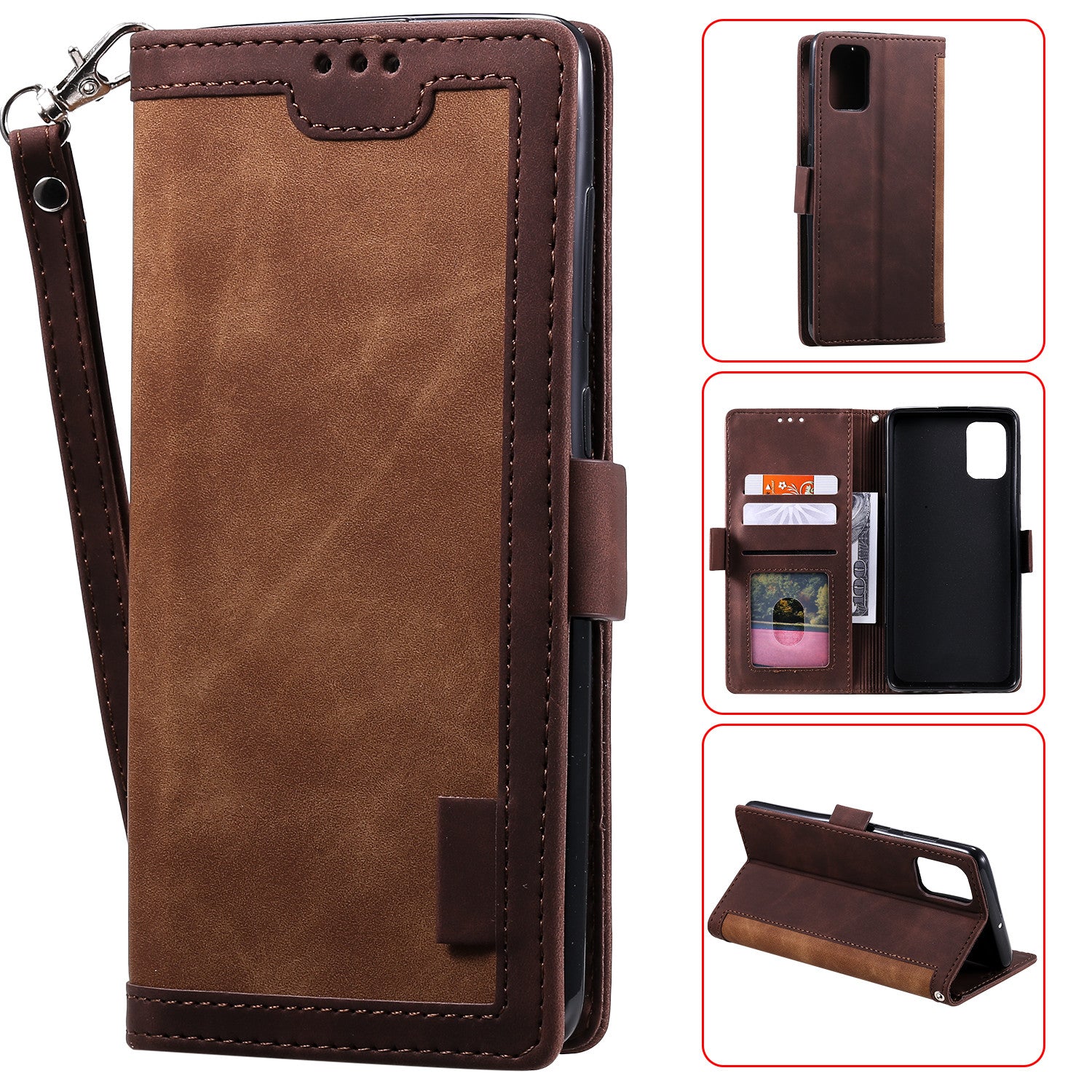 For Samsung Galaxy S20 FE/S20 Fan Edition/S20 FE 5G/S20 Fan Edition 5G/S20 Lite/S20 FE 2022 Vintage Splicing Style Wallet Stand Leather Cover Case - Brown