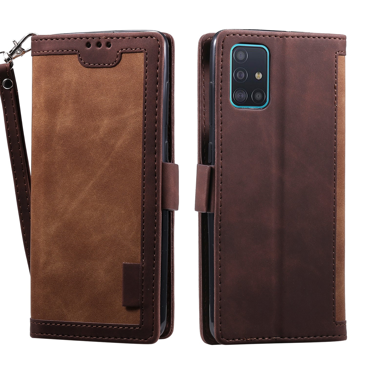 For Samsung Galaxy S20 FE/S20 Fan Edition/S20 FE 5G/S20 Fan Edition 5G/S20 Lite/S20 FE 2022 Vintage Splicing Style Wallet Stand Leather Cover Case - Brown