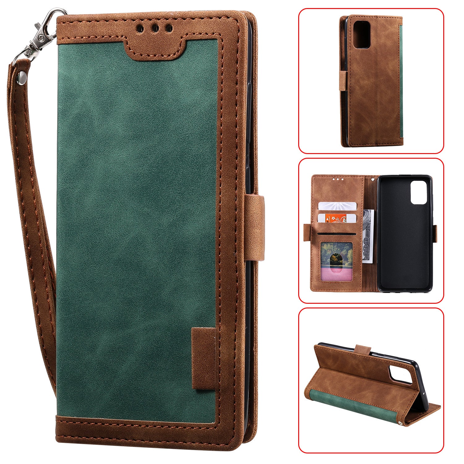 For Samsung Galaxy S20 FE/S20 Fan Edition/S20 FE 5G/S20 Fan Edition 5G/S20 Lite/S20 FE 2022 Vintage Splicing Style Wallet Stand Leather Cover Case - Green