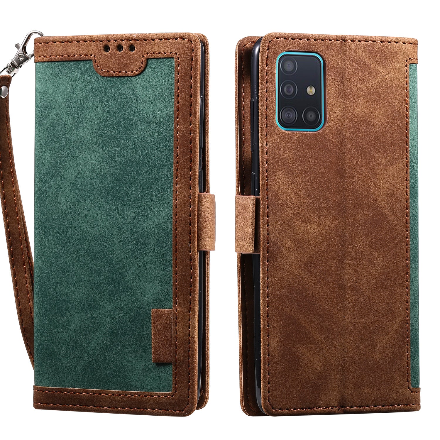 For Samsung Galaxy S20 FE/S20 Fan Edition/S20 FE 5G/S20 Fan Edition 5G/S20 Lite/S20 FE 2022 Vintage Splicing Style Wallet Stand Leather Cover Case - Green