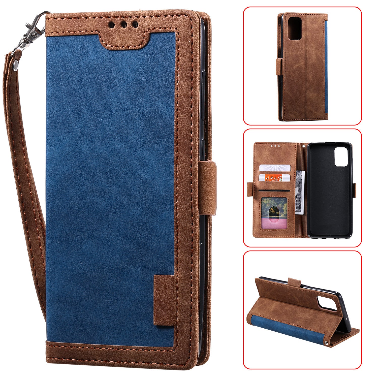 For Samsung Galaxy S20 FE/S20 Fan Edition/S20 FE 5G/S20 Fan Edition 5G/S20 Lite/S20 FE 2022 Vintage Splicing Style Wallet Stand Leather Cover Case - Blue